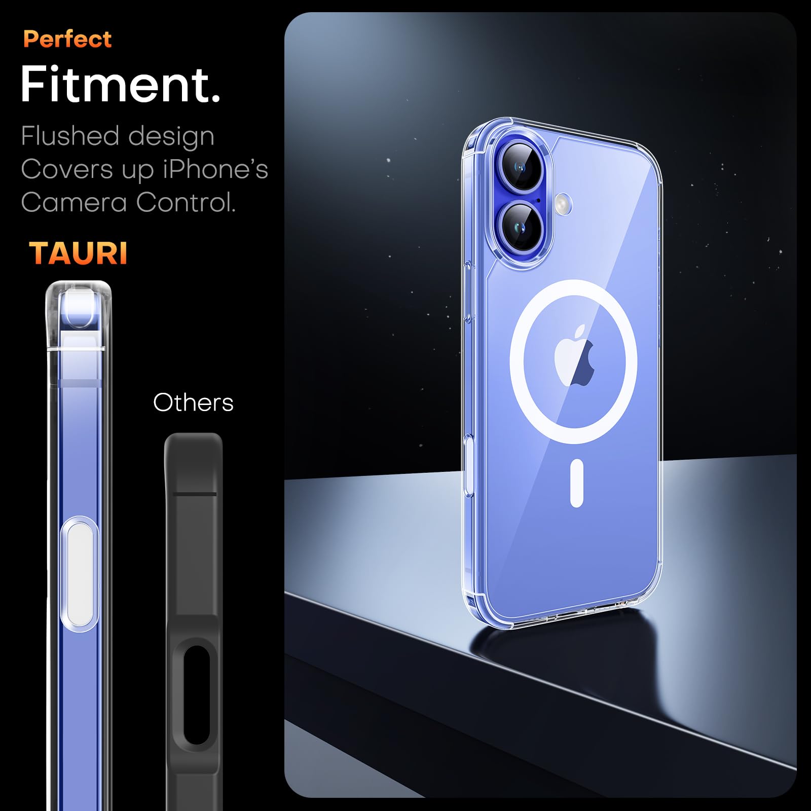 Tauri For Iphone 16 Plus Case With Camera Control Capture Button, Compatible With Magsafe [Not Yellowing], Military Grade Protec