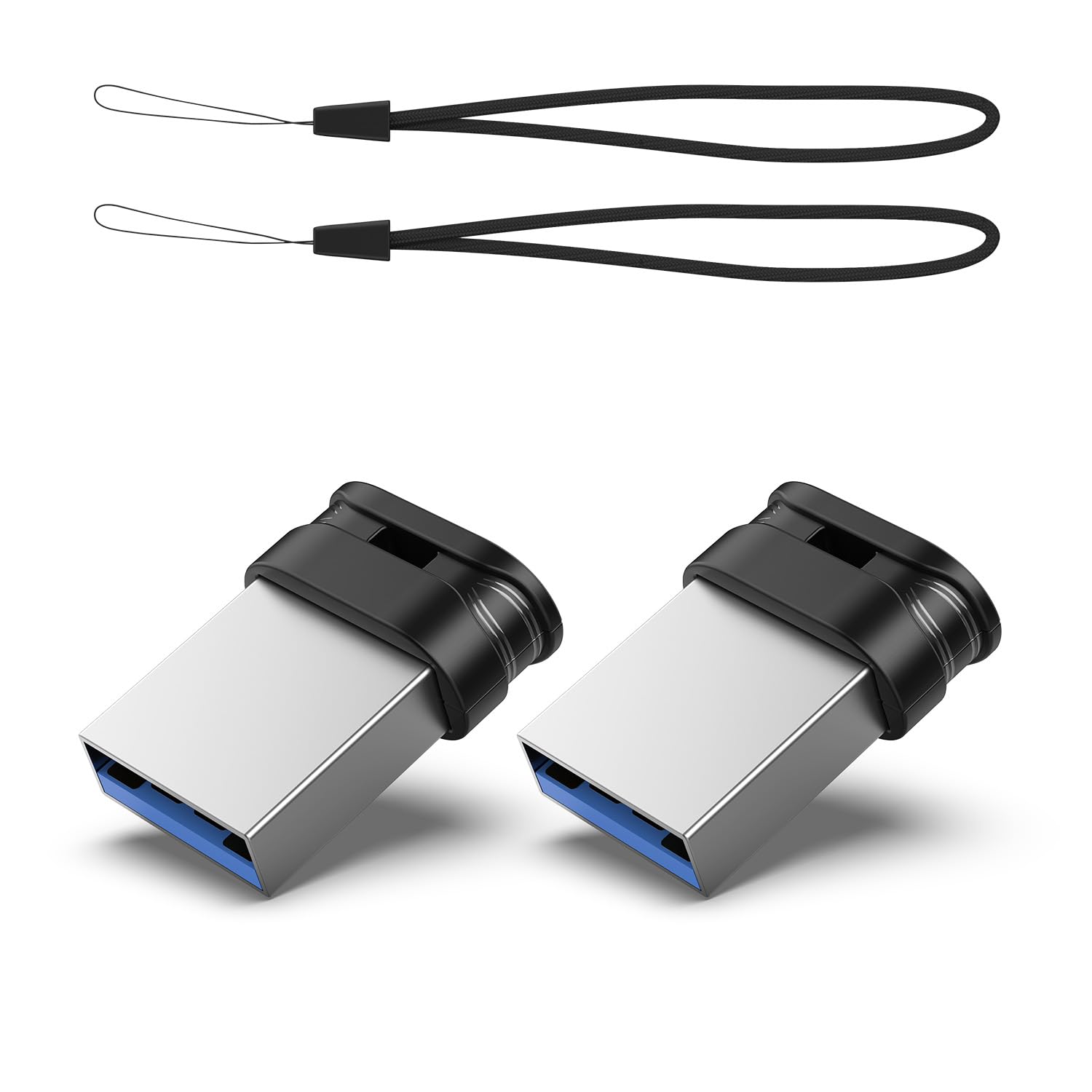 Raoyi 2 Pack 64Gb Usb Flash Drive, Usb 3.0 Mini Fit Memory Stick Ultra Slim Thumb Drive Jump Drive Zip Drive Pen Drive With Lanyard Black
