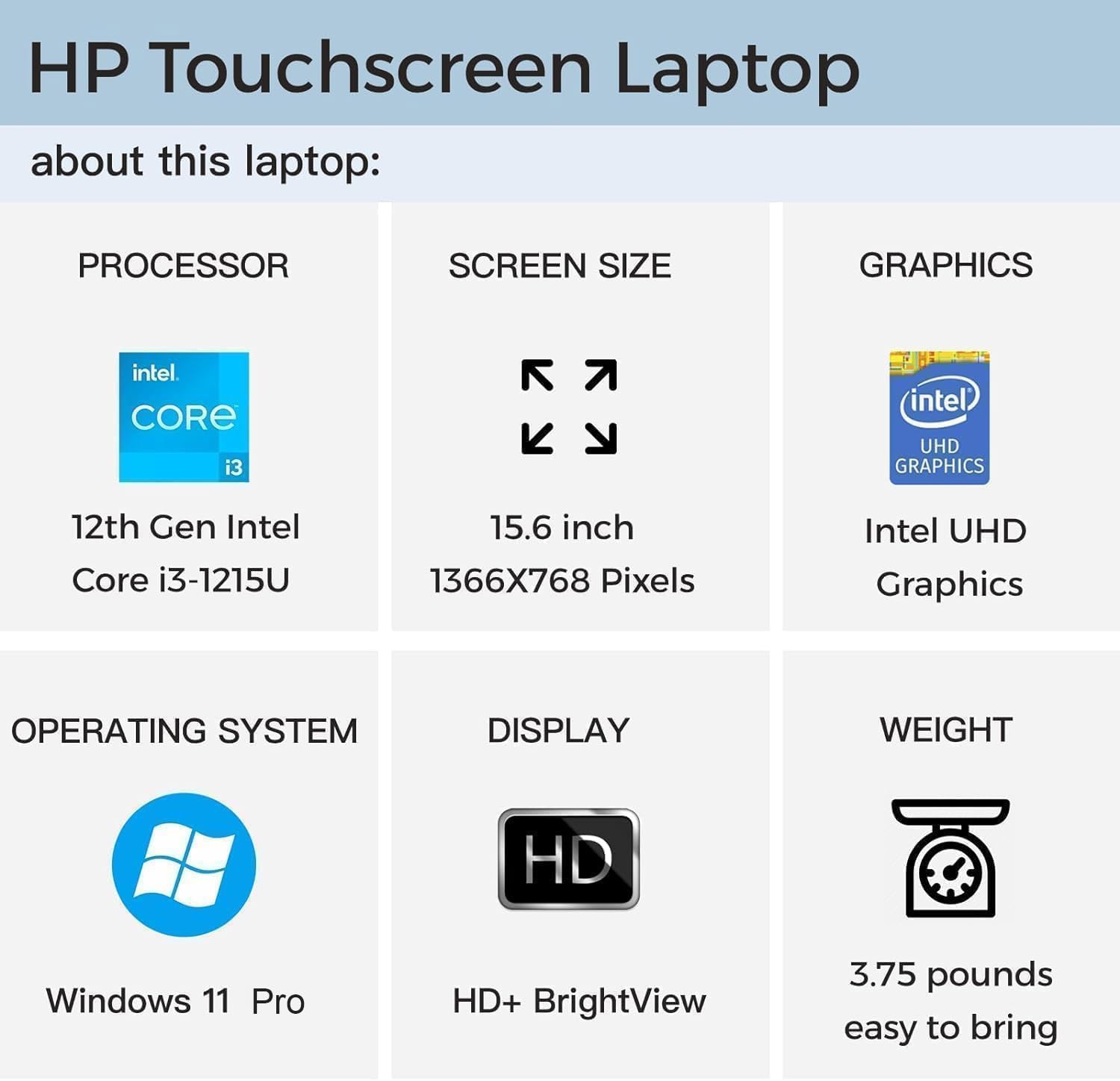 Hp For Business & Student Laptop Computer - With Microsoft Office Lifetime License | 15.6'' Hd Ips Touchscreen | Intel 6-Core I3