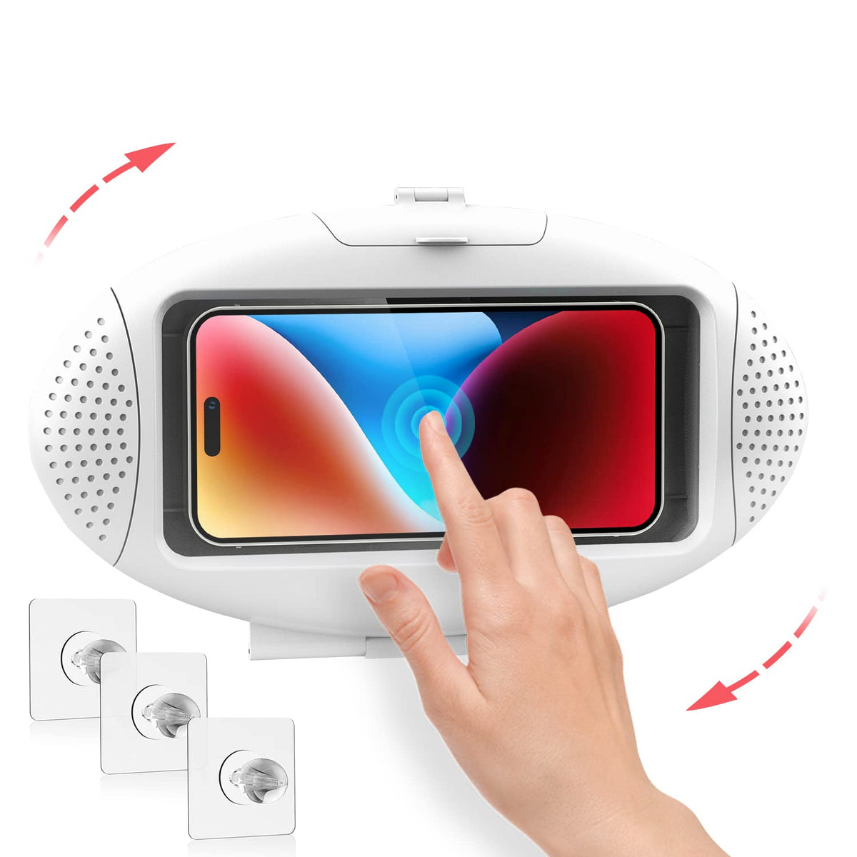 Urroy Shower Phone Holder Waterproof Anti Fog Touchscreen 480 Degree Rotation Shower Phone Case Bathroom Kitchen Wall Mount For 