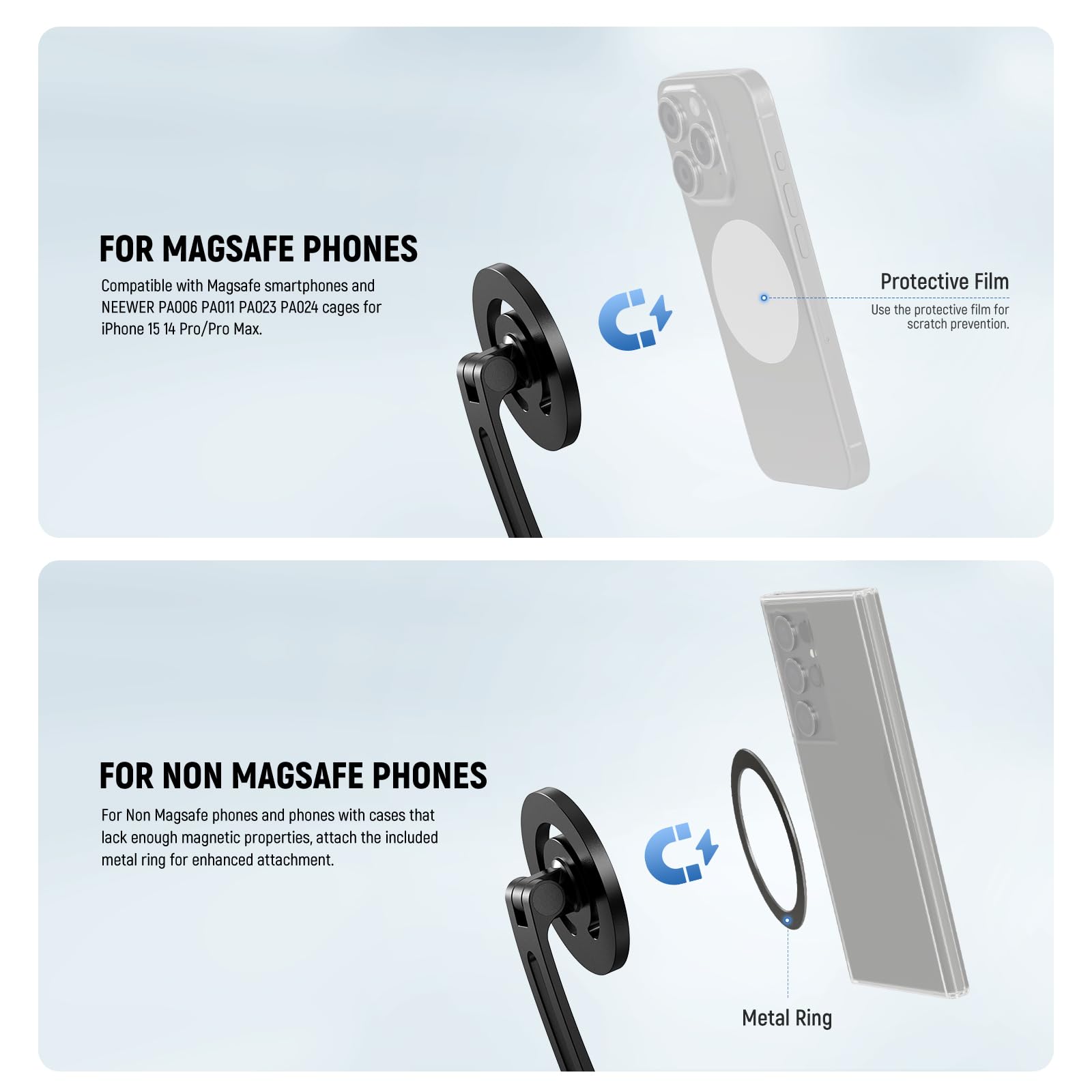 Neewer Magnetic Neck Holder For Action Camera & Phone, Hands Free Neck Mount With Chest Strap Compatible With Gopro Dji Insta360