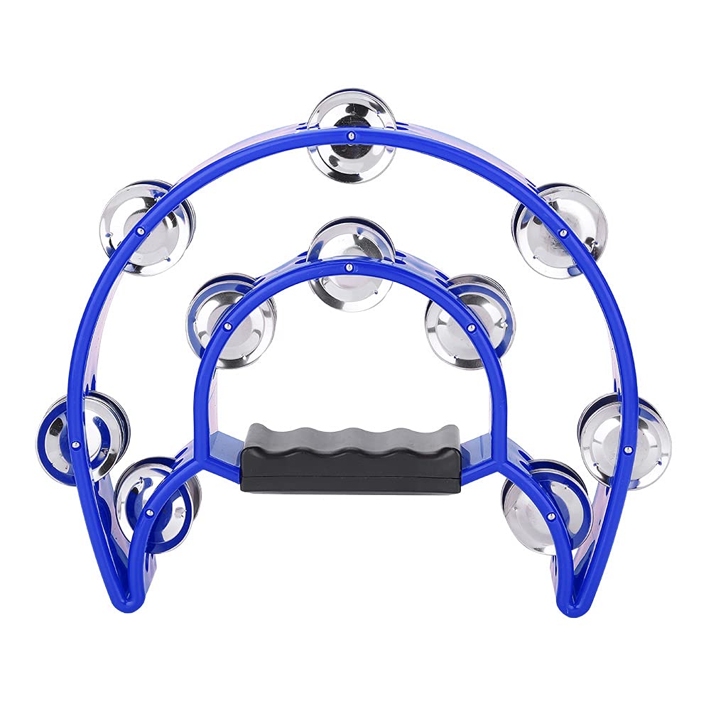 Percussion, Double Jingles Tambourine, EcoFriendly Material Durable Good Texture Delicate Workmanship for Family Friends(Blue)