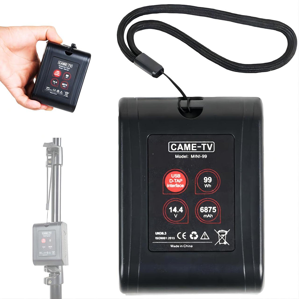 Came Tv Mini V Mount Battery 99Wh 6875Mah 15A Draw Rechargeable V Mount With 2 D Tap & 1 Usb For Blackmagic Bmpcc 4K/6K Pro/Sony