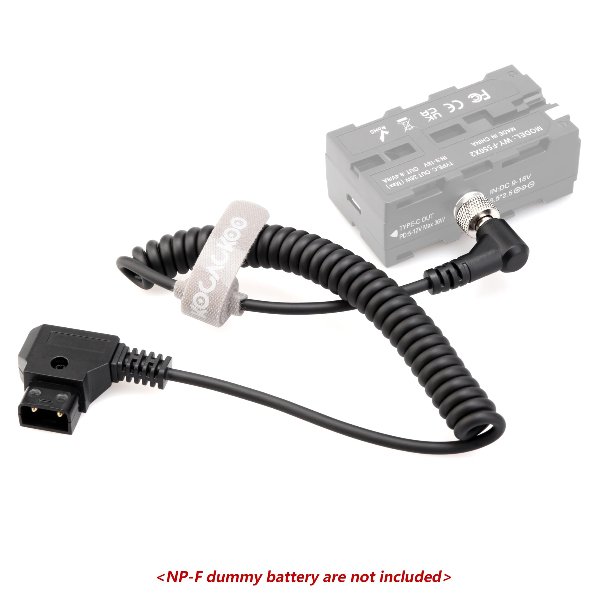 Kocackoo D Tap(P Tap) To Dc 5.5 * 2.5Mm Locking Right Angle Male Coiled Power Cable For Double Sided Np F Dummy Battery And Vide