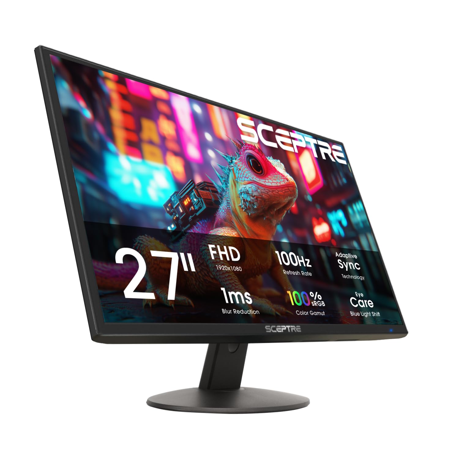 Sceptre New 27-inch Prime Monitor 100Hz HDMI x2 VGA 1ms 99% sRGB Eye-Care Build-in Speakers, Machine Black 2026 (E275W-19203R Se