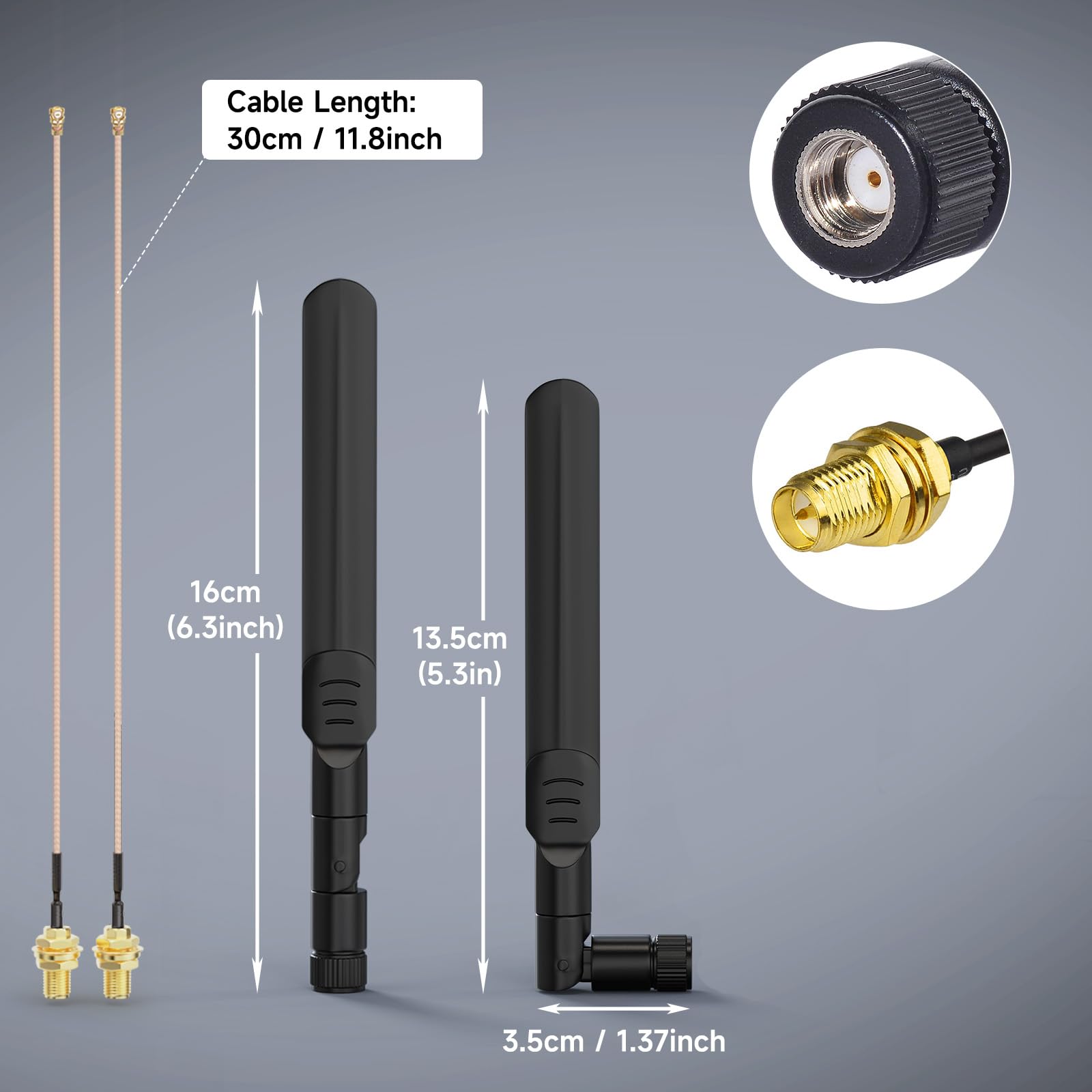 Bingfu Dual Band Wifi 24Ghz 5Ghz 58Ghz 8Dbi Rp Sma Male Antenna 30Cm 12 Inch Rg178 Ufl Ipx Ipex To Rp Sma Female Cable 2 Pack Fo