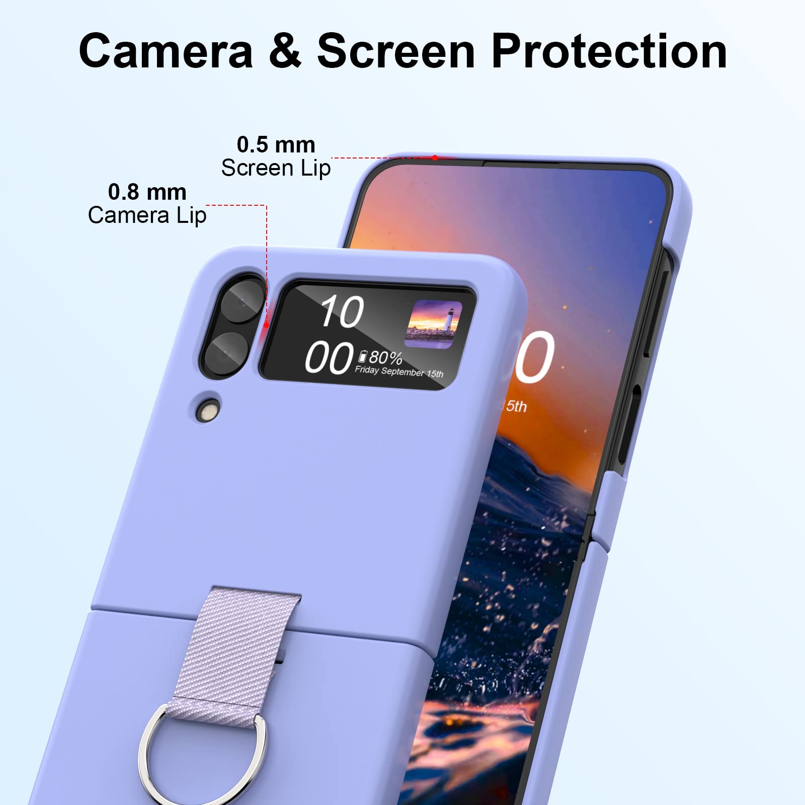 Samsung Galaxy Z Flip 4 Case Shockproof Heavy Duty Silicone Protective Cover With Ring Phone Case For Galaxy Z Flip 4 5G Purple