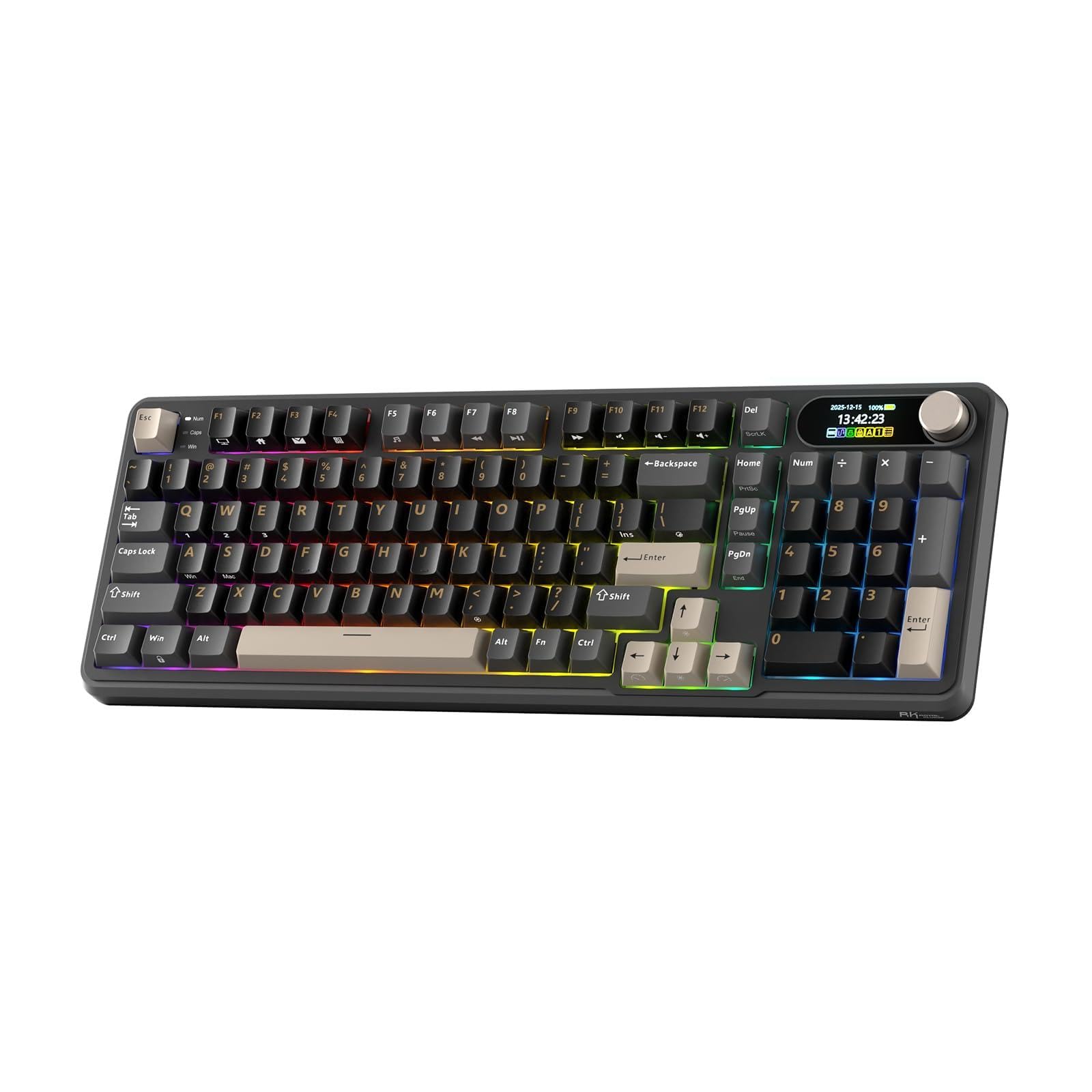 RK ROYAL KLUDGE S98 Mechanical Keyboard w/Smart Display & Knob, Top Mount 96% RGB Wireless Gaming Keyboard BT/2.4G/USB-C, Hot Sw
