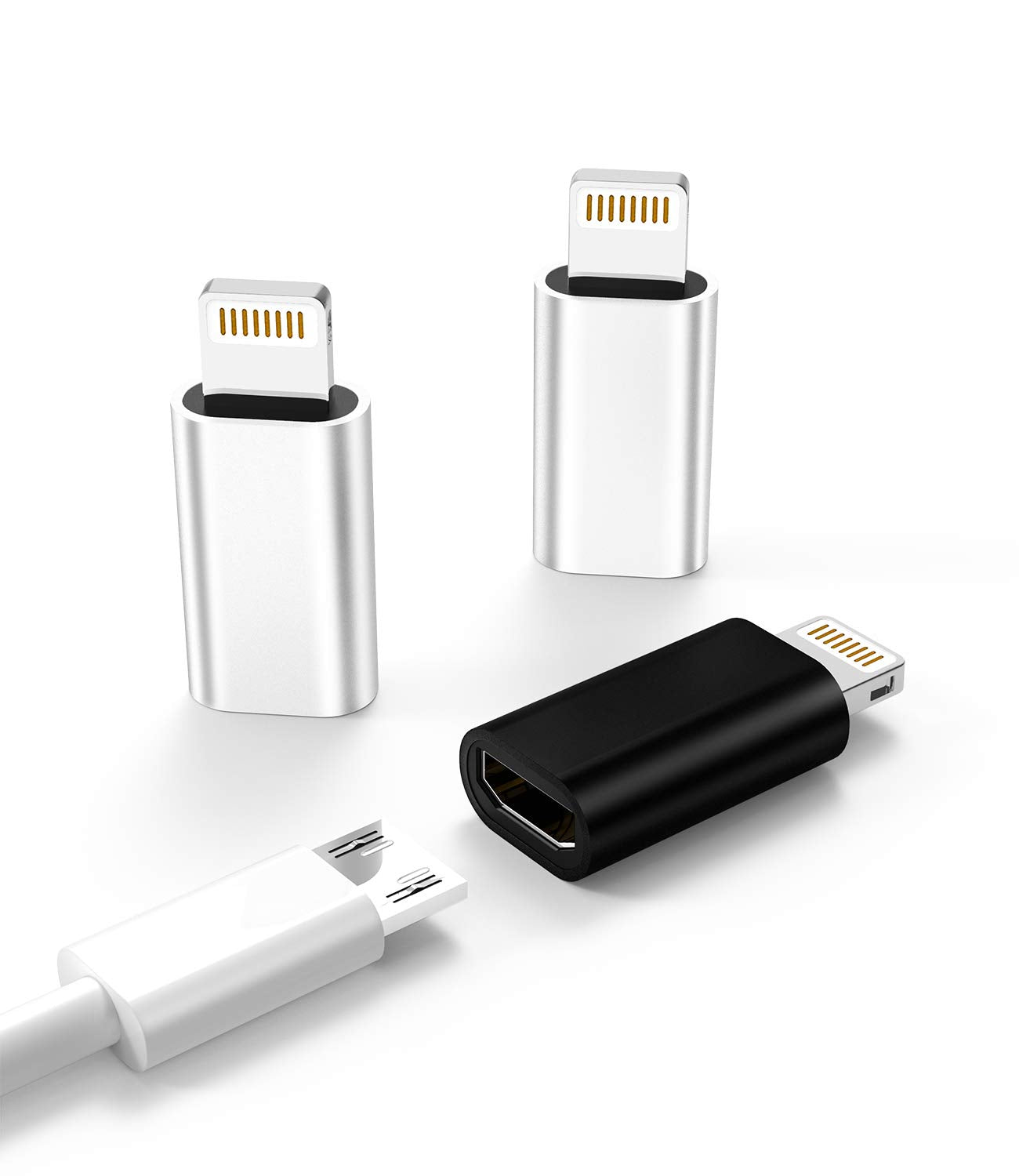 zoyuzan 3-Pack,Micro USB to for Lightning Adapter,for Lightning Male to Microusb Female Adapter for iPhone 5s 6 6s 7 8 Plus se2 