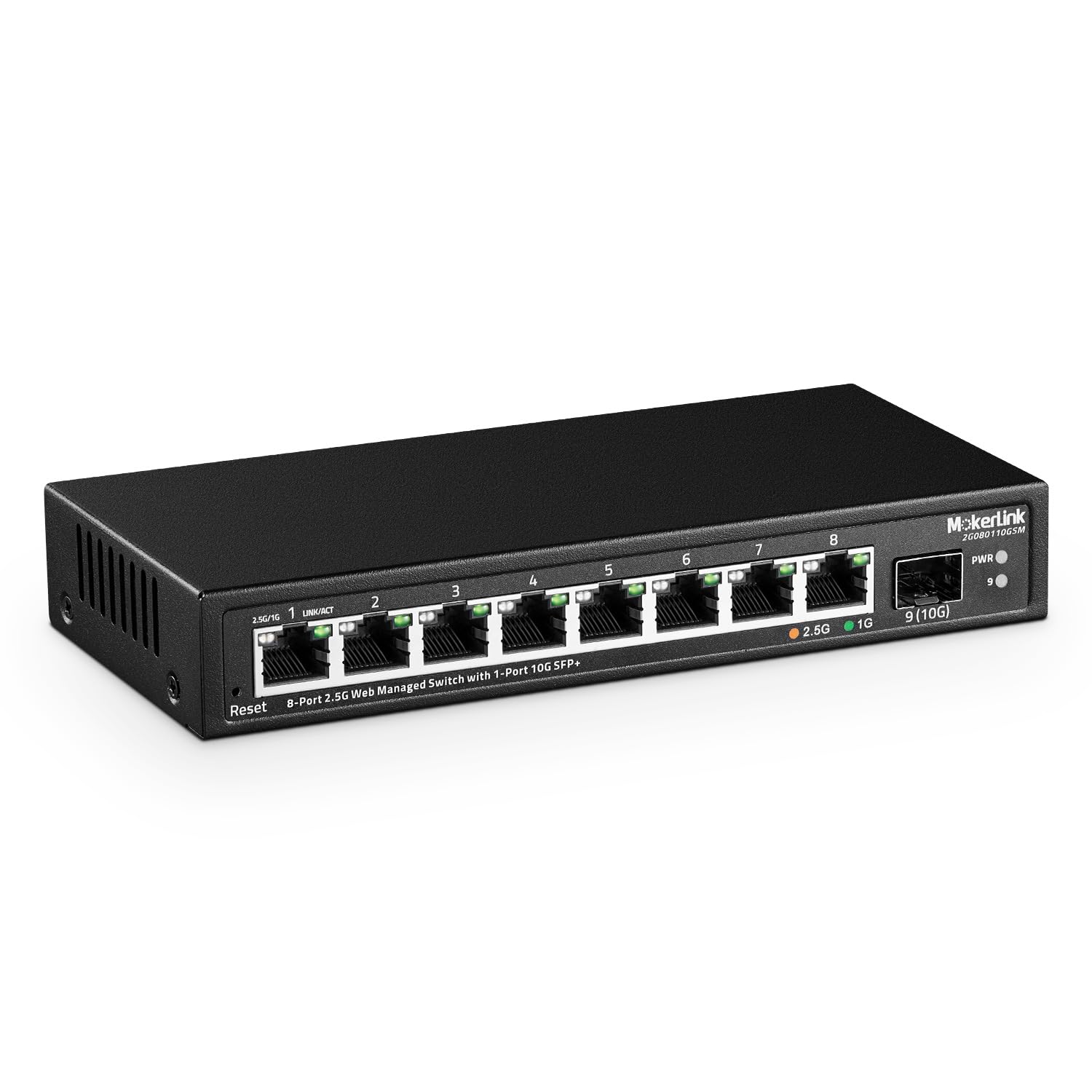 Mokerlink 8 Port 2.5 Gigabit Managed Switch With 10G Sfp+ Slot, 8 X 2.5G Base T Ports Compatible With 10/100/1000Mbps, Mini Size