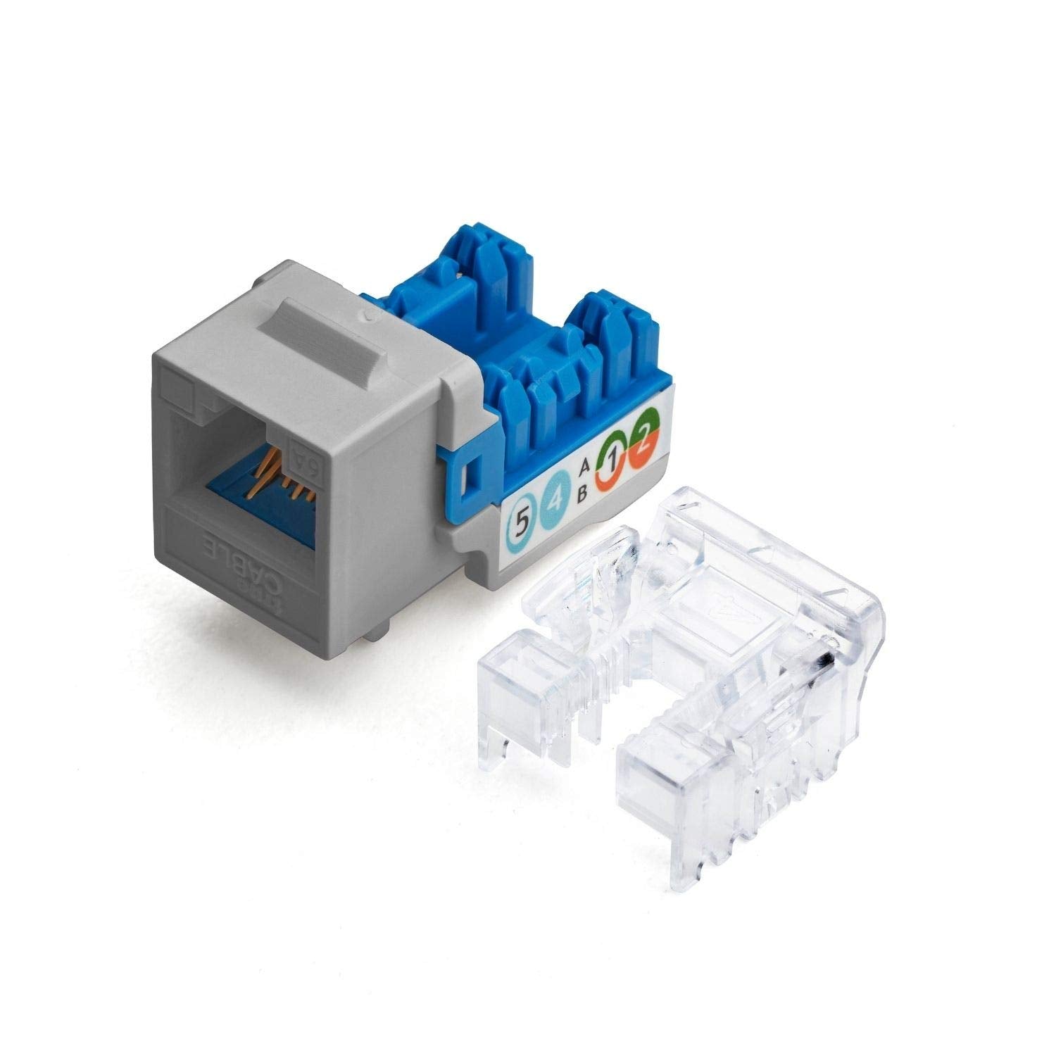 Truecable Cat6A Keystone Jack, Unshielded (Utp), 90 Degree Punch Down, Poe++ (4Ppoe), Ul Listed, Etl Verified, Ansi/Tia Certified, Modular Rj45 Female, Gray, 12 Pack