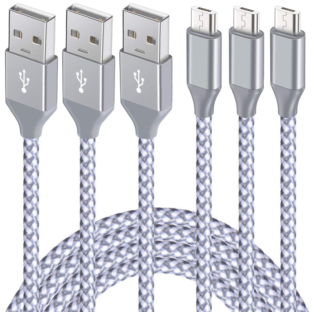 Hoblaze Micro Usb Cable 10Ft, Android Charger Cord 3Pack Long Nylon Braided Sync And High Speed Charging Cord Compatible With Sa