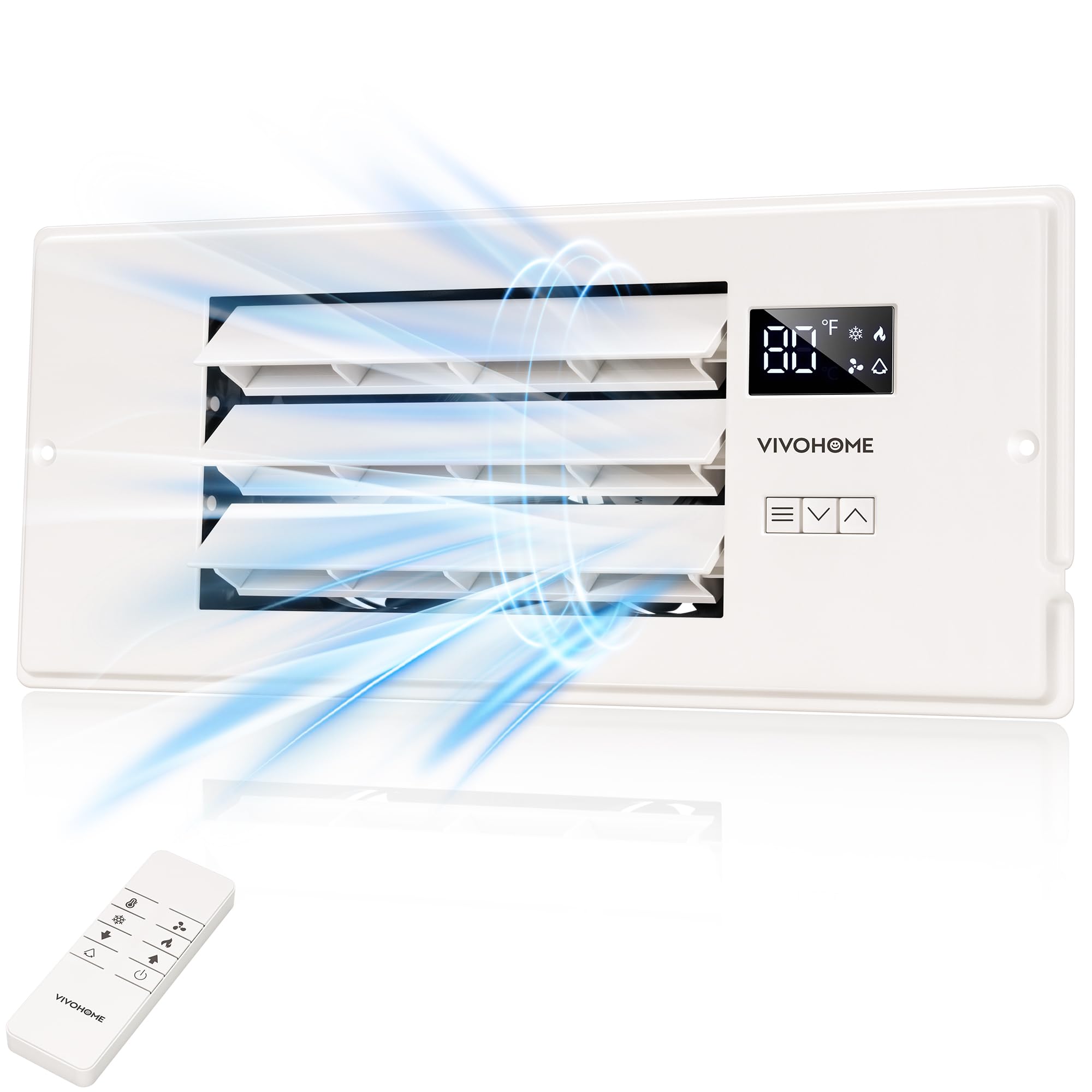 Vivohome 4 ' ' X 12 ' ' Opening Register Booster Fan With Adjustable Wind Direction Louver, Smart Intelligent Thermostat & 10-Sp
