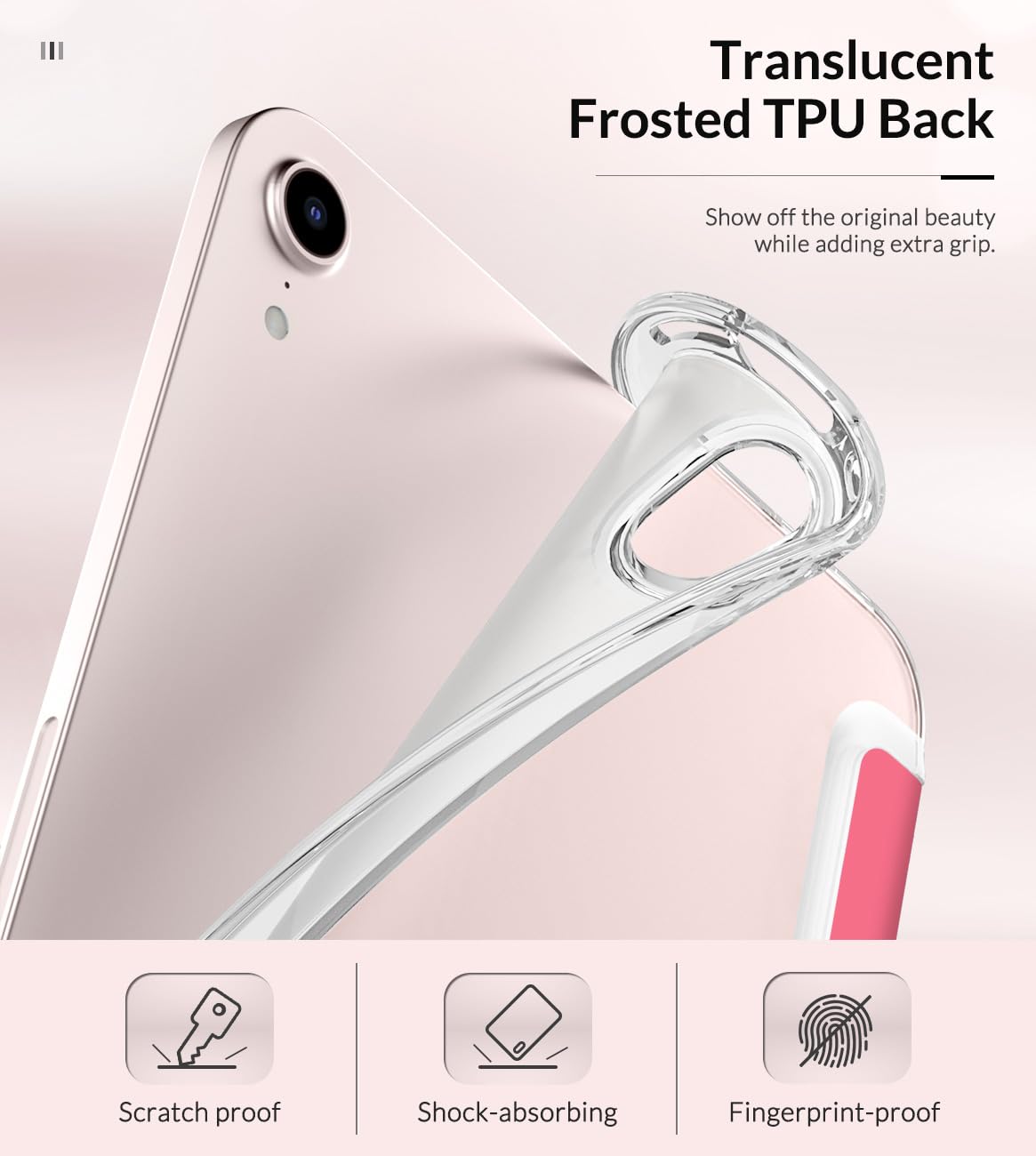 MoKo Case Fit New iPad Mini 7 (A17 Pro) 2024, iPad Mini 6th Generation Case 2021 (8.3 inch), iPad Mini 6 Case, Soft TPU Translucent Frosted Back Cover Case for iPad Mini 7th, Watermelon Red