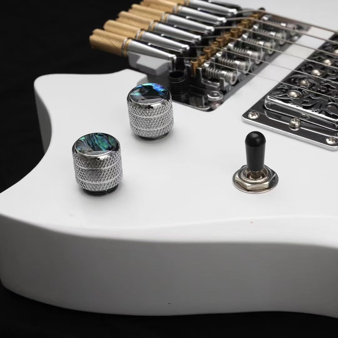 Ovsal 2Pcs Bass Guitar Knobs   Abalone Shell Dome Metal Volume Tone Knobs For Electric Guitars   Feder Strat Telecaster Jazz Gib