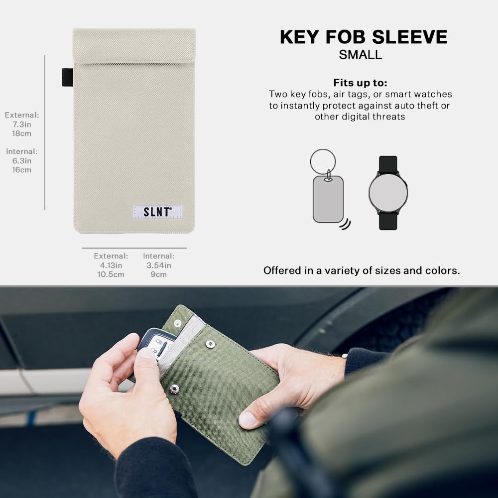 Slnt Signal Blocking Faraday Key Fob Case With Silent Pocket   Car Anti Theft Device Shields Against All Signal Types, Including