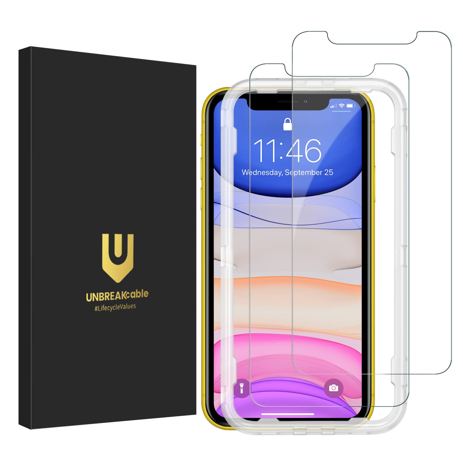 Unbreakcable Screen Protector For Iphone 11/ Iphone Xr 2 Pack, [Easy Installation Frame] [Anti Scratch] [Anti Fingerprint] [Bubb