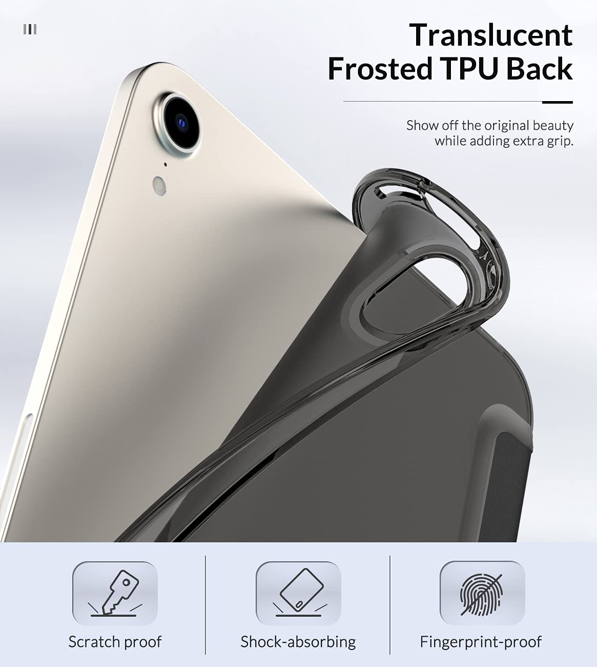 MoKo Case Fit New iPad Mini 7 (A17 Pro) 2024, iPad Mini 6th Generation Case 2021 (8.3 inch), iPad Mini 6 Case, Soft TPU Translucent Frosted Back Cover Case for iPad Mini 7th, Black