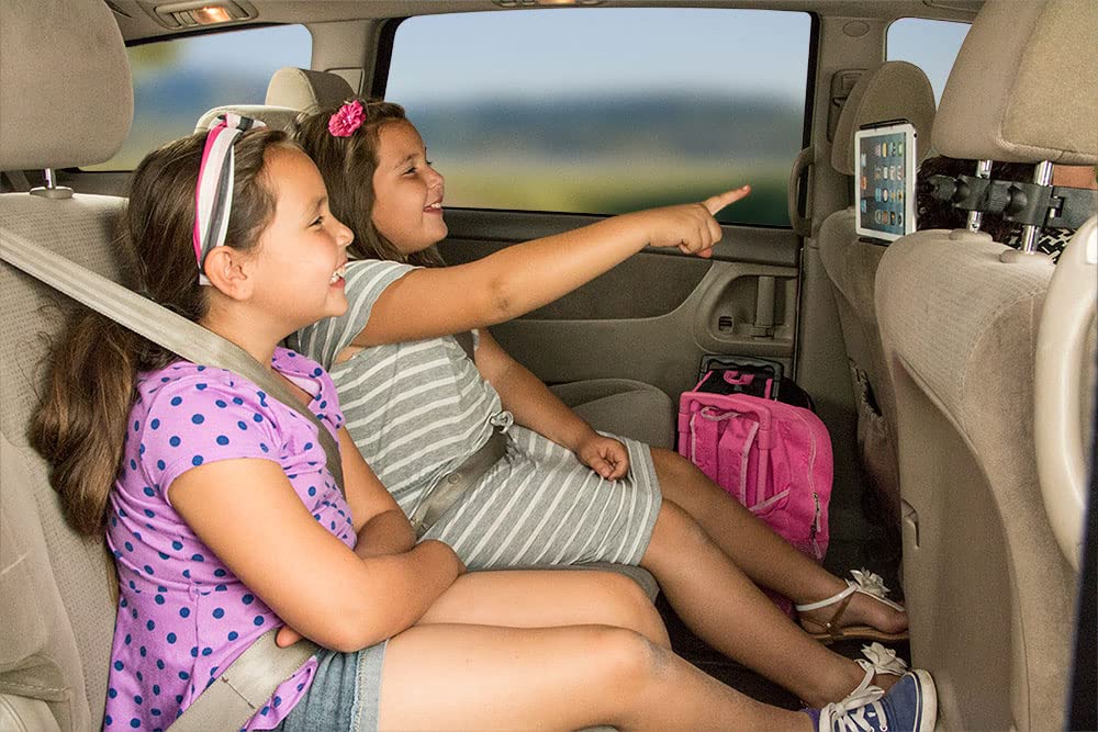 Arkon Mounts Center Extension Car Headrest Slim Grip Tablet Mount | Headrest Car Mount | Designed For Passenger Entertainent | C