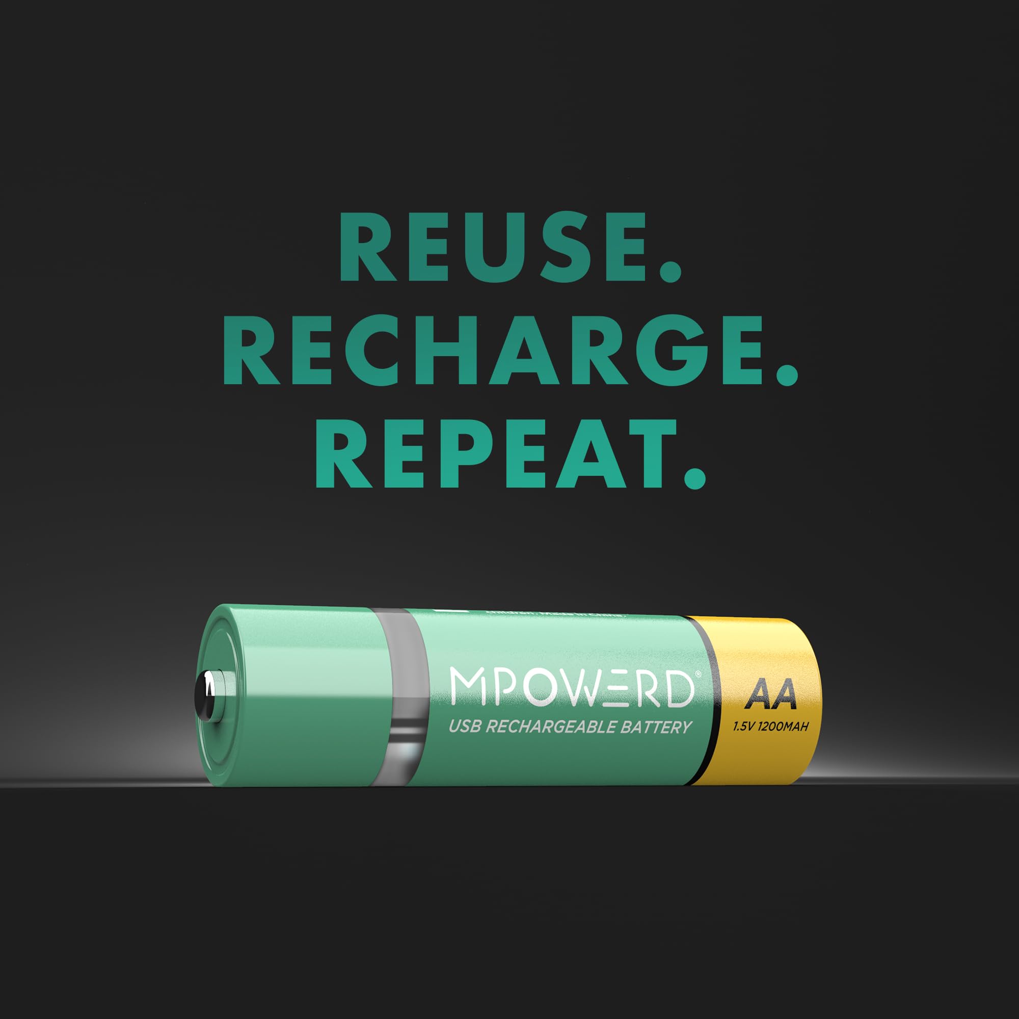 Mpowerd Biolite Viri Rechargeable Aa Batteries 2-Pack, Usb Port For Charging, 1200Mah, Recharge Up To 1000 Times, Alternative To