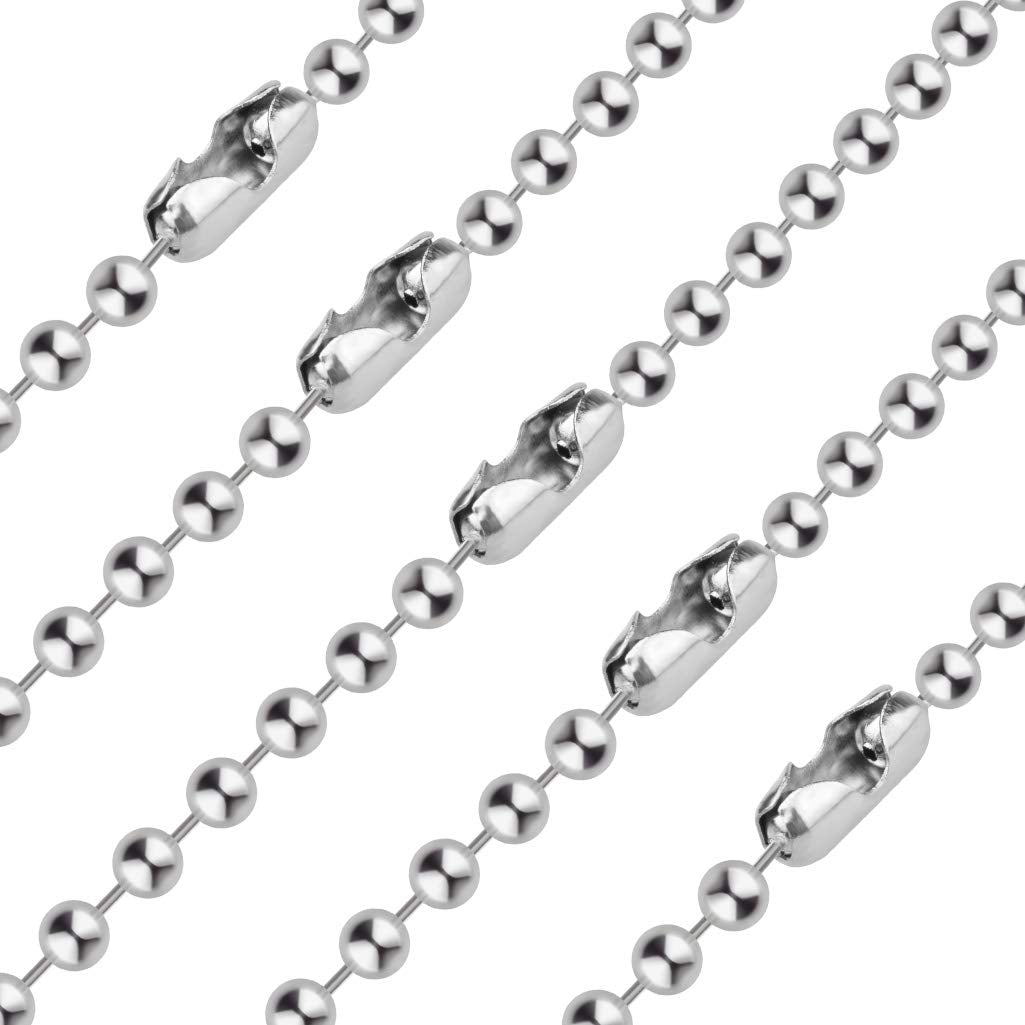 Beaded Pull Chain Extension With Connector, 20 Feet Beaded Roller Chain With 30 Connectors For Ceiling Fan Light Lamp (3.2Mm, Si