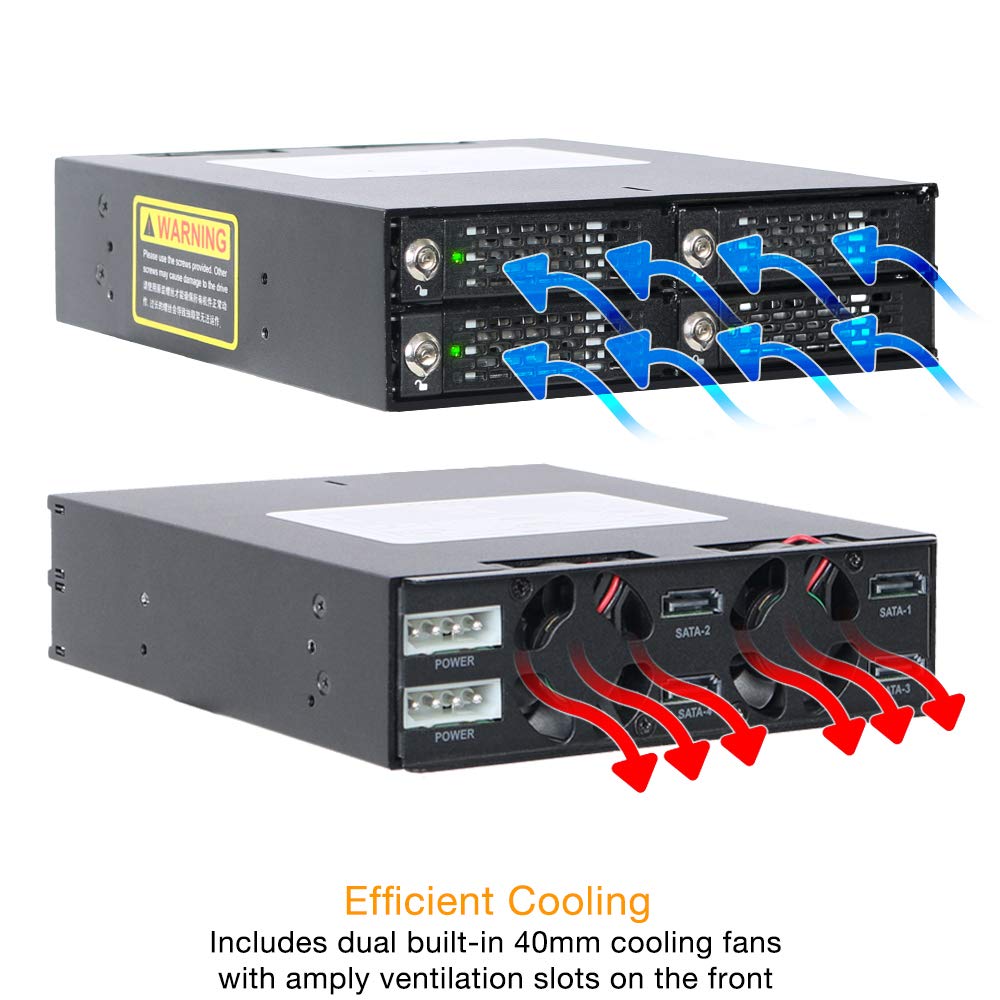 Icy Dock 4 Bay 2.5In Sas/Sata Hdd/Ssd Mobile Rack Enclosure For 5.25 Bay (With Keylock) | Tougharmor Mb994Sk-1B