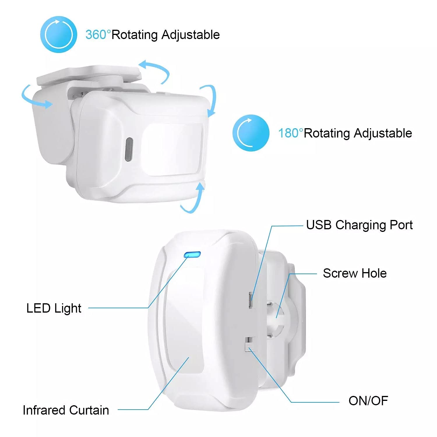 Hendun Add  On Motion Sensor, Extra Transmitter For Receiver, Wireless Door Chime Pir Detector, Sensor Alarm, Shop Visitor Chime