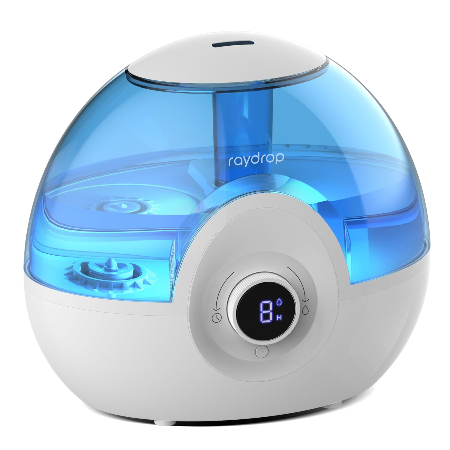 Raydrop 2.2L Humidifiers For Bedroom, Cool Mist Humidifiers With Timer, Digital Knob, 26Db Quiet Small Humidifier For Baby, Nurs
