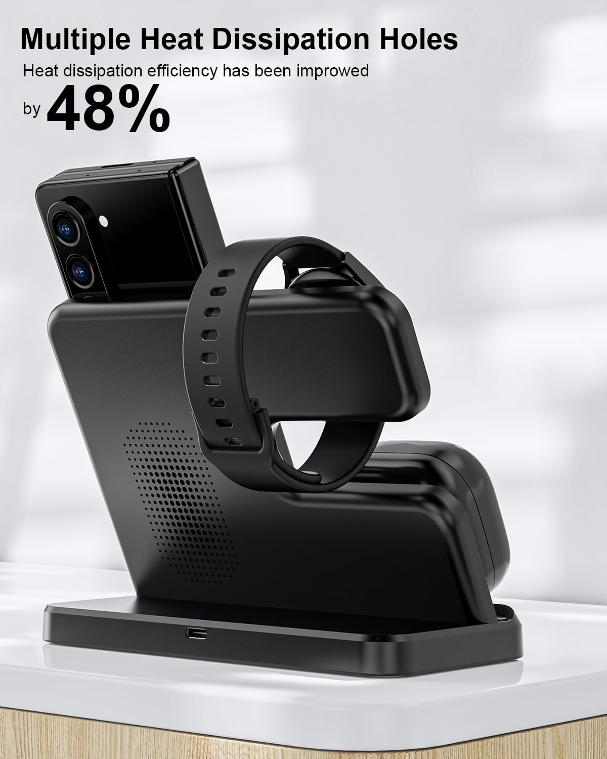 Wireless Charger For Samsung, 3 In 1 Charging Station For Samsung Galaxy S25/S24/S23/Z Fold 6/Flip 6/Buds, Watch 7/6/5/4/3, Suit