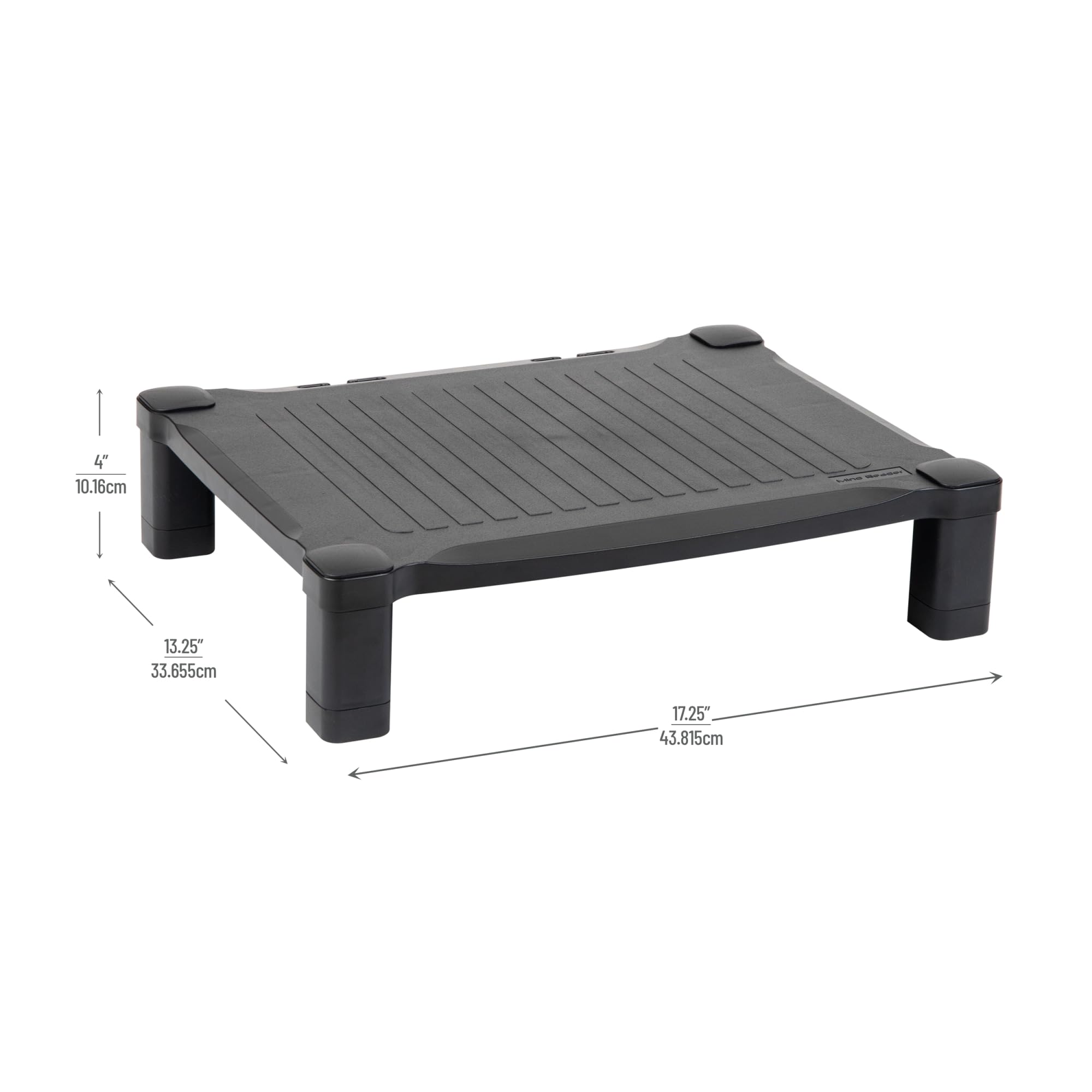 Mind Reader Monitor Stand, Height Adjustable, Desktop Organizer, Laptop Riser, Office, 17.25''L X 13.25''W X 4''H, Black