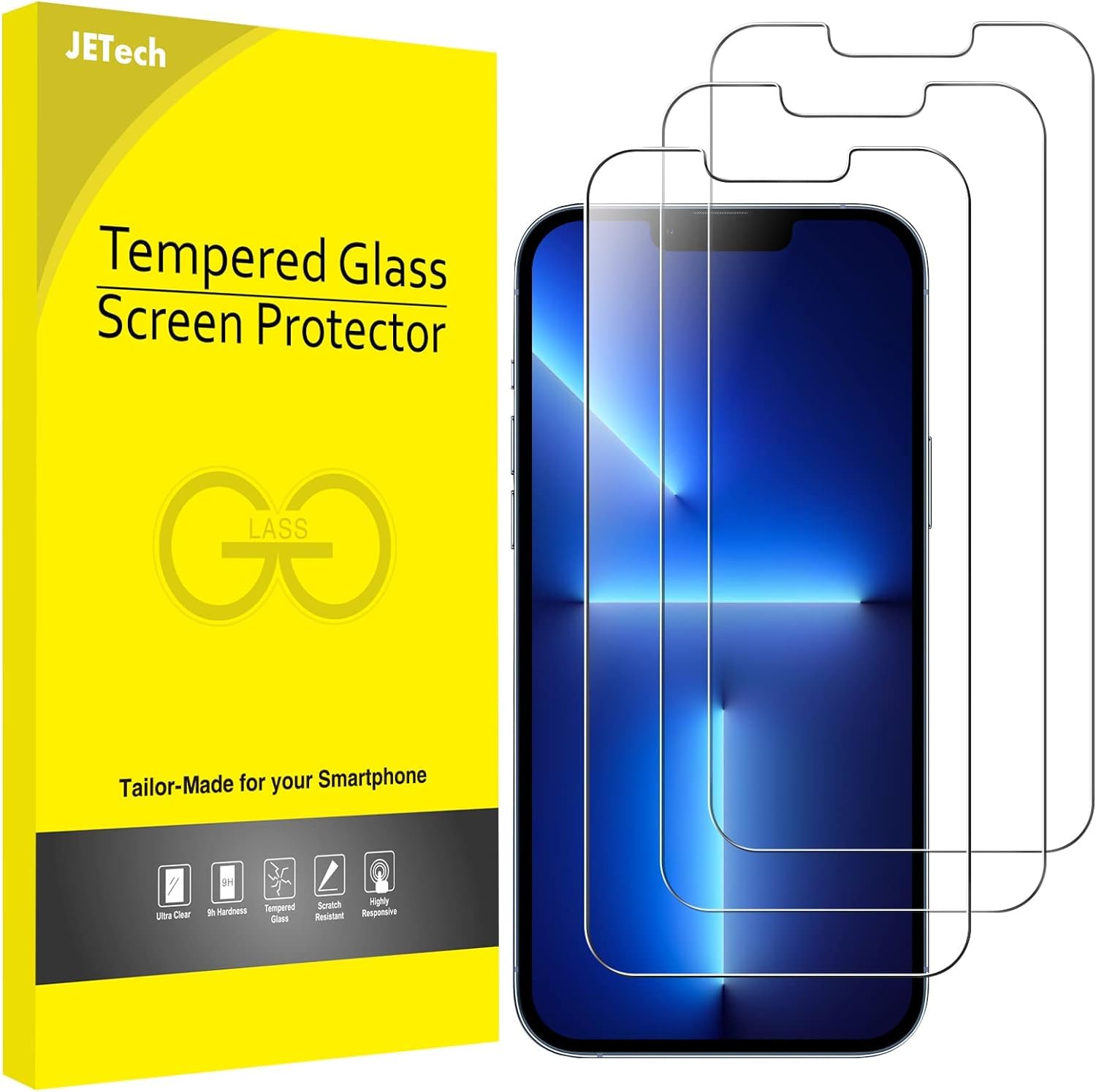 Jetech Screen Protector Compatible With Iphone 13 And Iphone 13 Pro 6.1 Inch, Tempered Glass Film, 3 Pack
