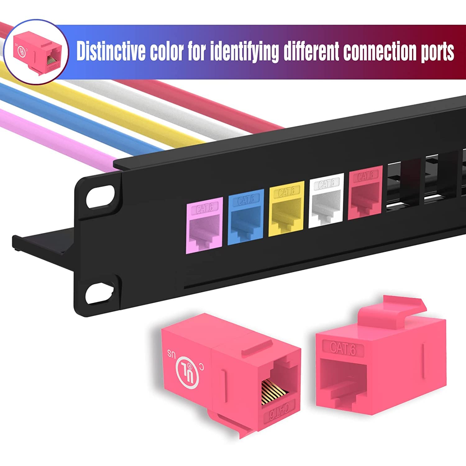 Vce 25 Pack 90 Degree Cat6 Rj45 Keystone Jack, Punch Down Keystone Jack Adapter Red Ul Listed