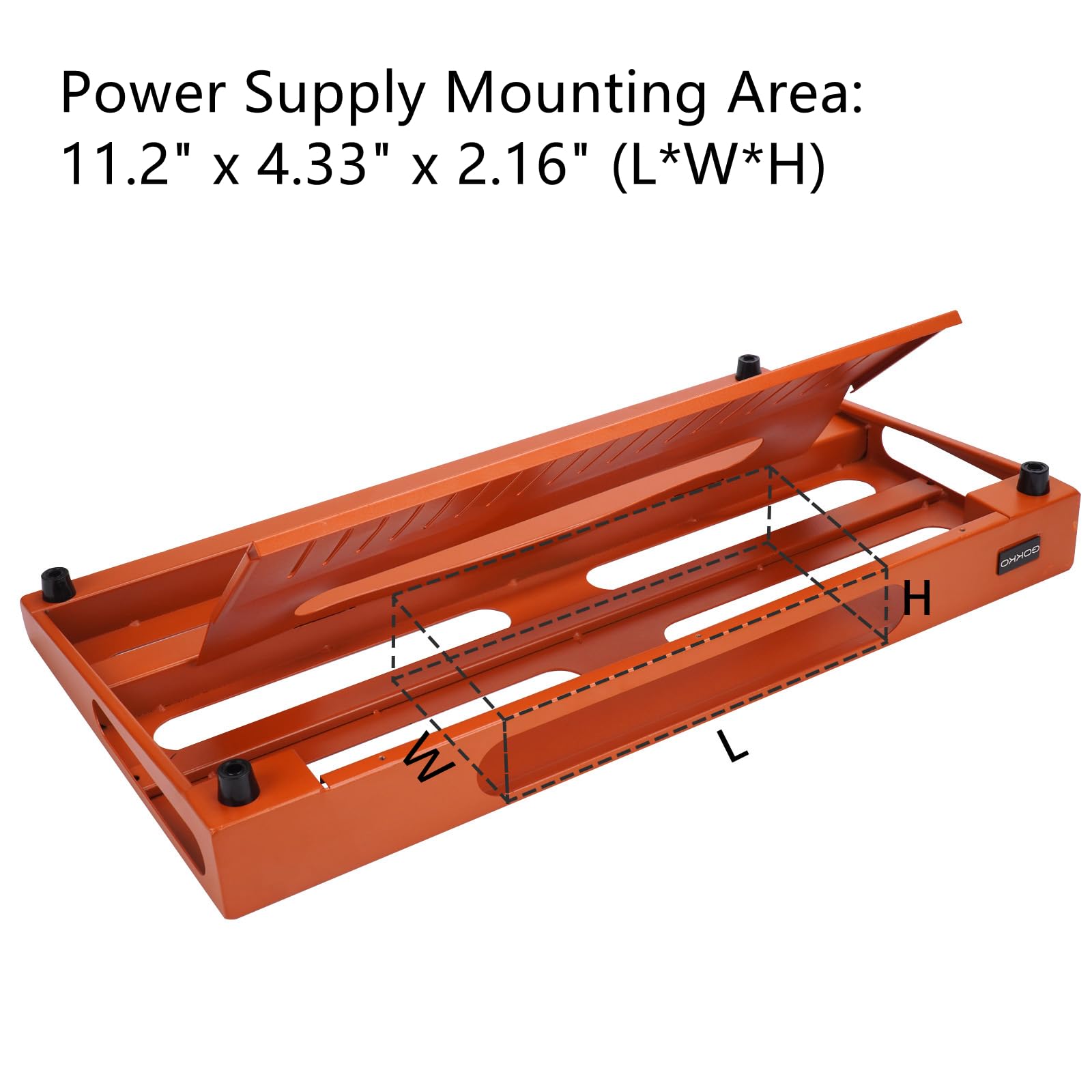 Gokko Large Guitar Pedal Board 22    X 12.6    With Carrying Bag, Built-In Power Supply Mounting Plate (Vibrant Orange)