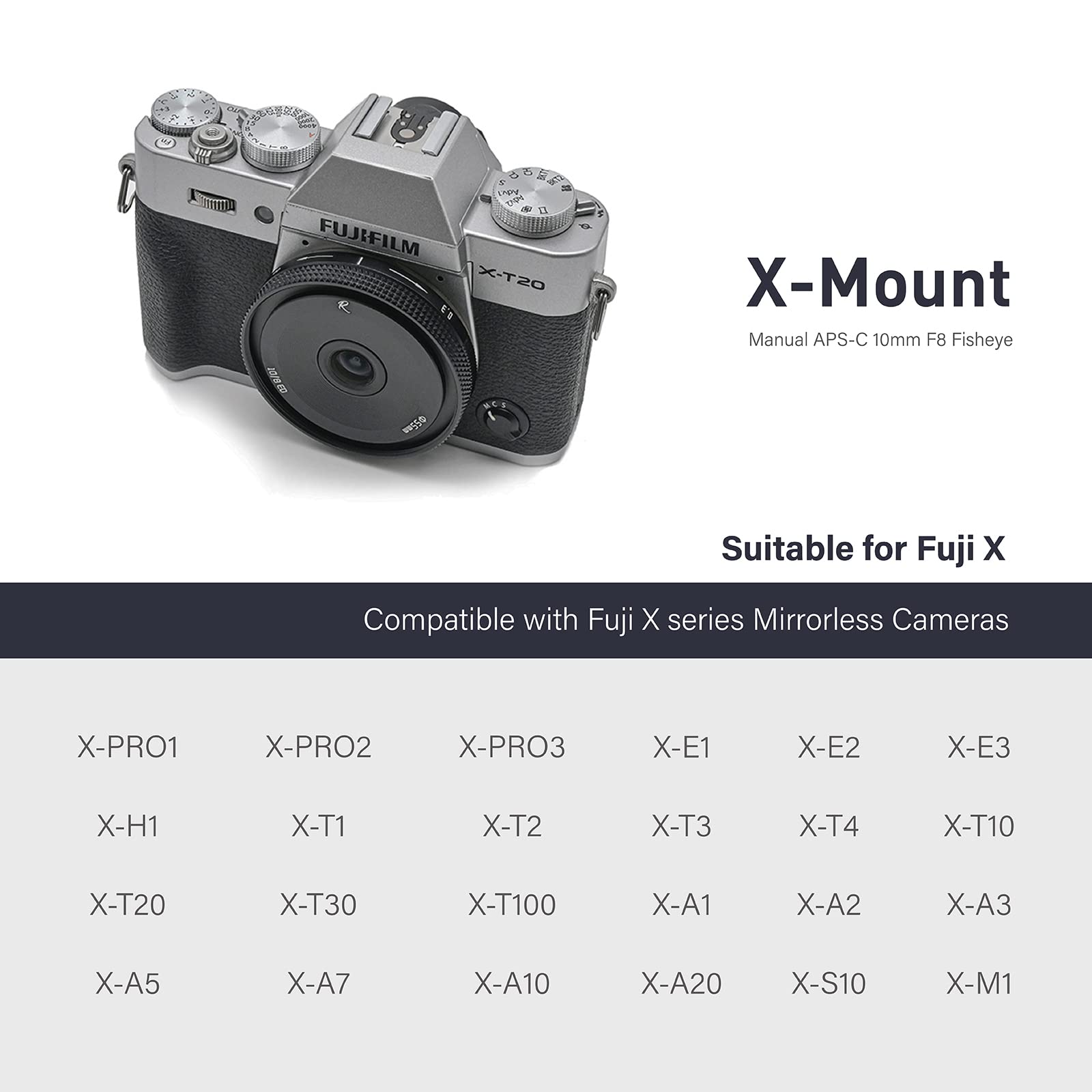 Astrhori 10Mm F8 Ii Ultra Wide Angle Fisheye Aps C Manual Prime Lens Compatible With Fuji Fujifilm X Mount Mirrorless Camera X E