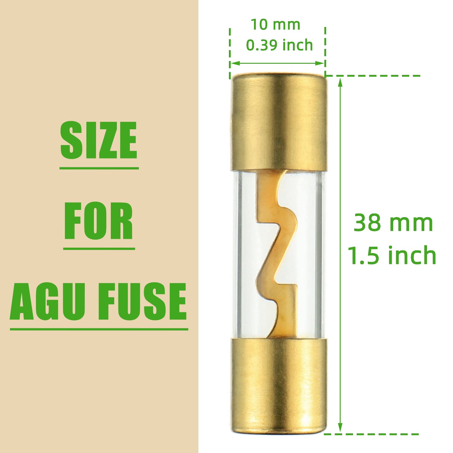 Sigandg 50A Agu Fuse Gold Plated Glass Car Audio For Car Auto Marine Audio Stereo Amplifier Power Protection (Pack Of 5)