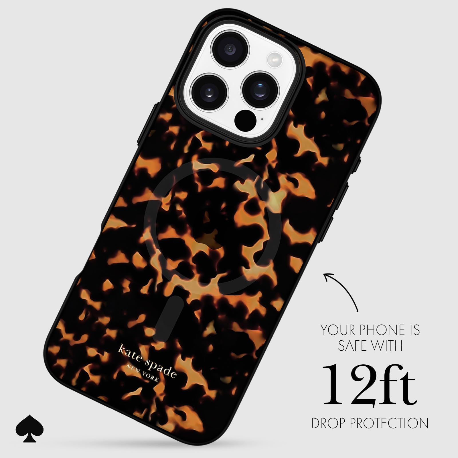 Kate Spade New York Iphone 16 Pro Max Case   Compatible With Magsafe   Designer Phone Case   Tortoise