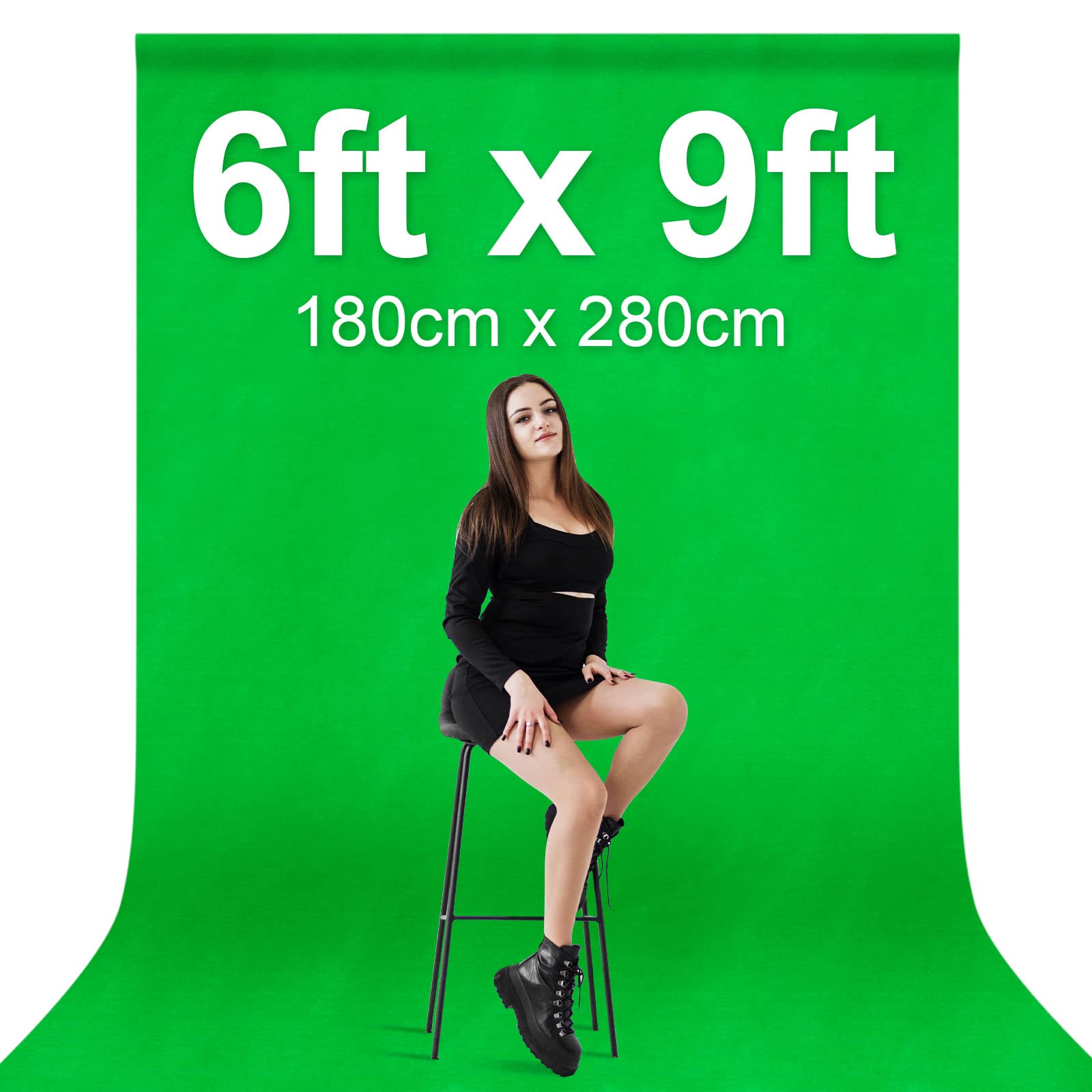 Emart Green Screen Backdrop, 6 X 9 Ft Photography Greenscreen Background For Streaming Zoom, Small Photo Muslin Green Curtain Wi