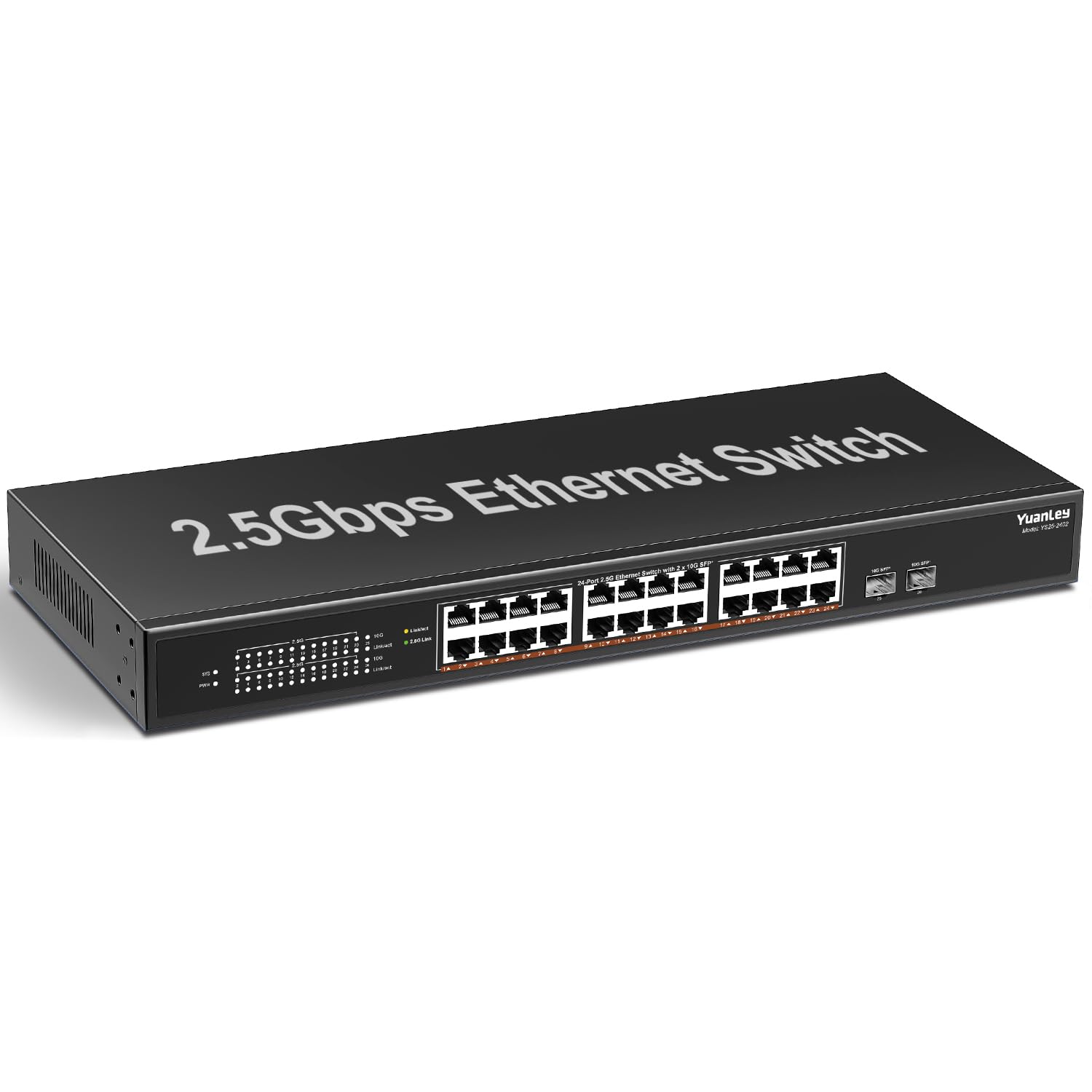 26 Port 2.5G Umanaged Ethernet Switch, 24 X 2.5Gb Base T Ports, 2 X 10G Sfp+, Compatible With 100/1000/2500Mbps, Metal Fanless,