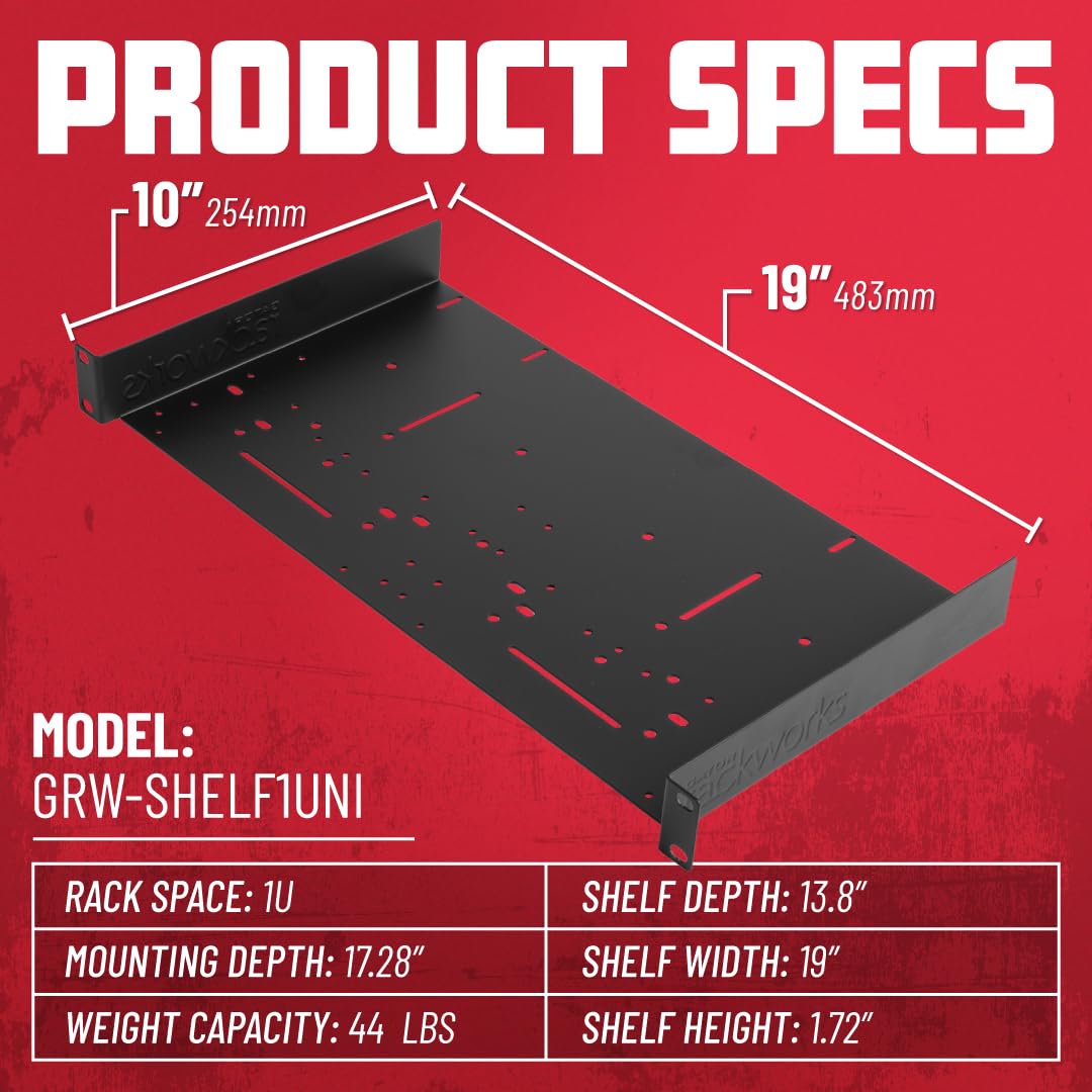 Gator Rackworks Universal Rack Mounting Accessory Shelf, 1U Size - 10 Deep (Grw-Shelf1Uni)