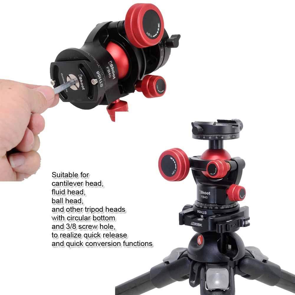 Tripod Head Clamp Mount Converter Quick Release Adapter For Cantilever Head, Fluid Head, Ball Head, Tripod Heads With Circular B