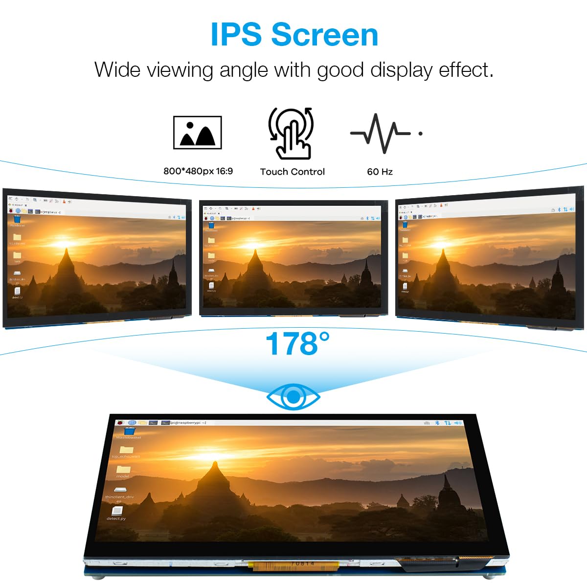 Hosyond 7 Inch Touchscreen Ips Dsi Display Compatible With Raspberry Pi 5/4/3, 800X480 Pixel Capacitive Screen Mipi Driver-Free