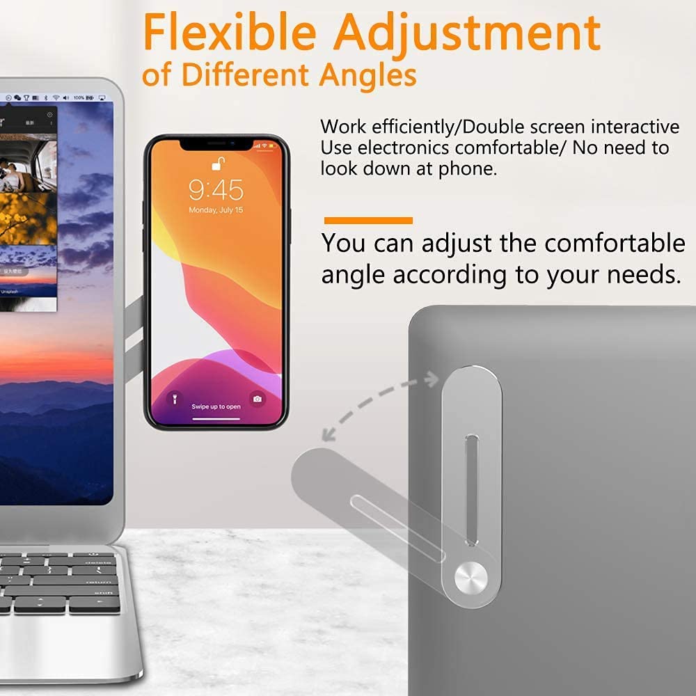 Dk177 Laptop Phone Holder, Laptop Or Desktop Monitor Side Mount Phone Holder, Slim Portable Foldable Smartphone Stand, Computer