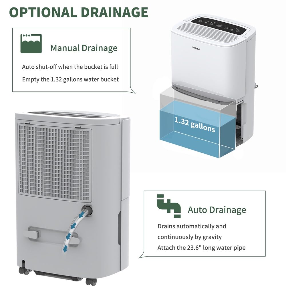 Shinco 6,000 Sq.Ft Energy Star Dehumidifier, Ideal For Large Rooms And Home Basements, Efficient Moisture Removal With Adjustabl