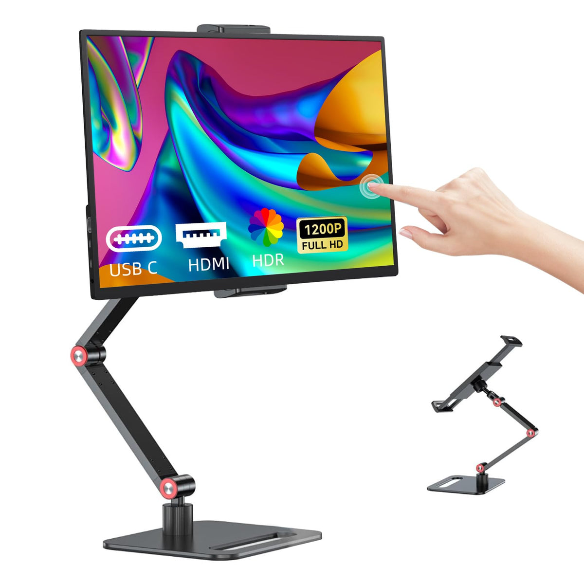 Touchscreen Portable Monitor, 14 Inch 1200P Ultra-Slim Lightweight Bez ...