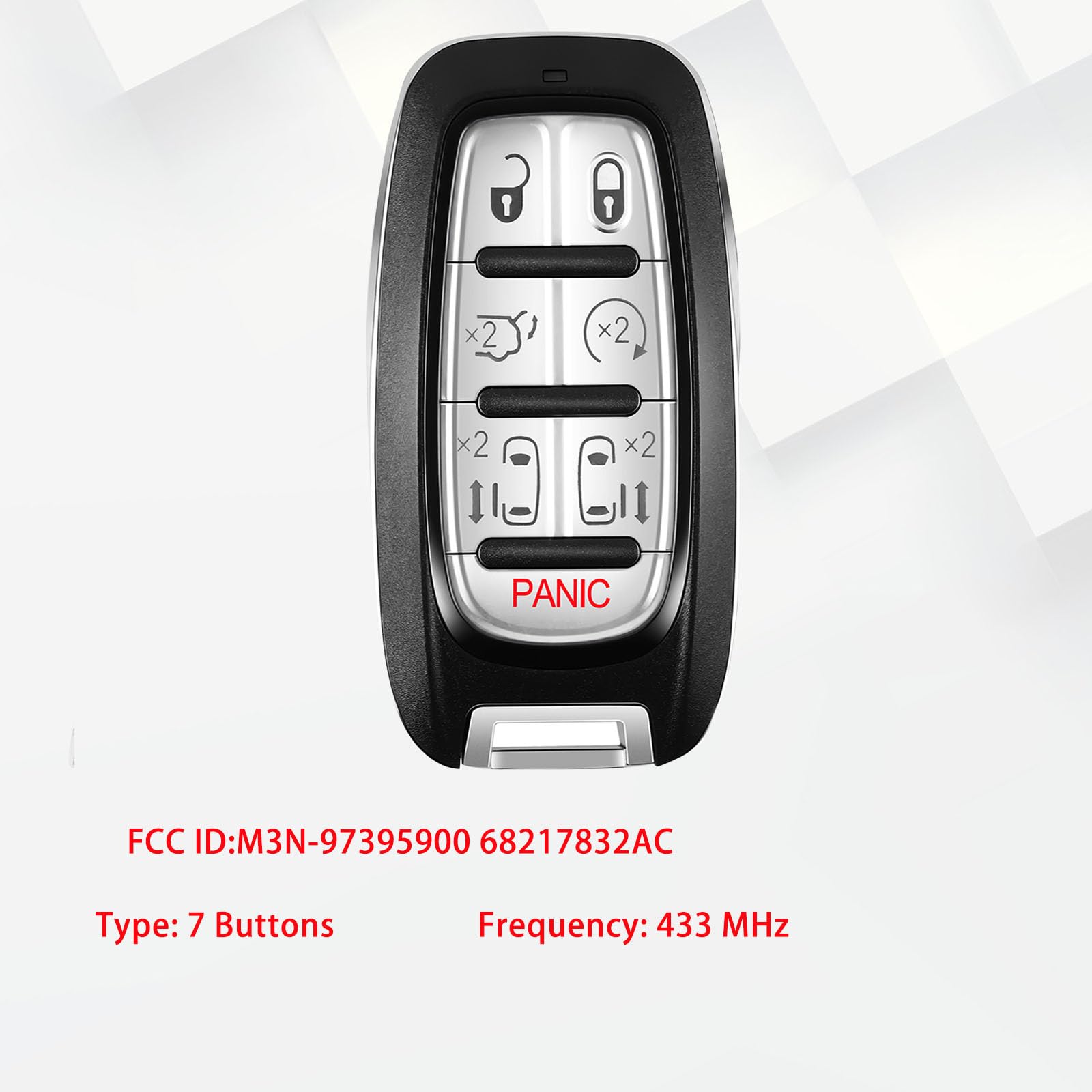 Self-Programmable Replacement For Proximity Smart Keyless Entry Remote Control Key Fob Compatible With 2017 - 2021 Chrysler Paci