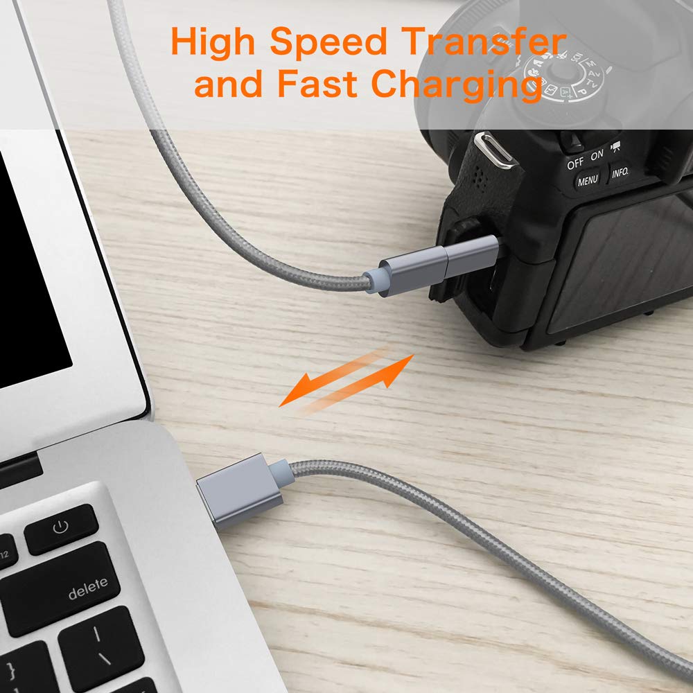 JXMOX USB C to Mini USB 2.0 Adapter Type C Female to Mini USB Male Charge & Data Sync Gray (2-Pack)