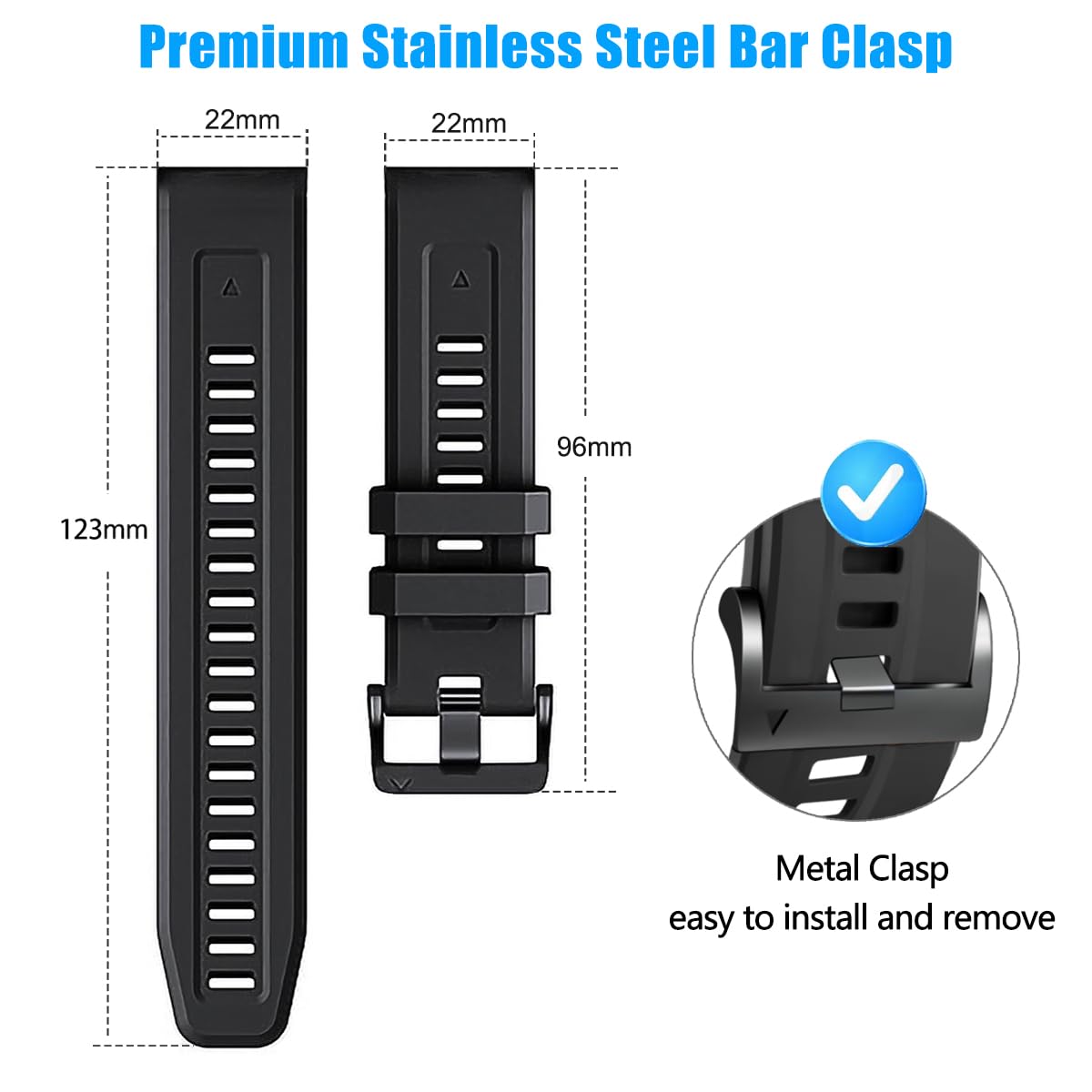 Compatible With Garmin Forerunner 965/955 Watch Bands, 22Mm Width Quick Release Silicone Straps Forerunner 945/935/Fenix 7/Fenix