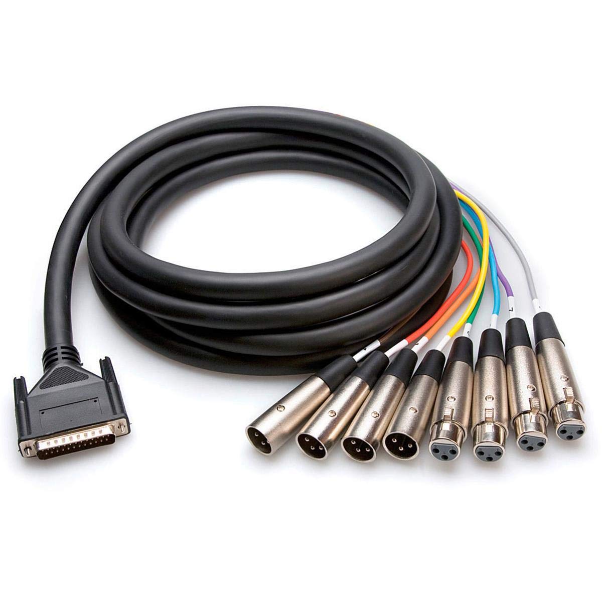 Hosa AES805Y AES/EBU Breakout Snake, DB-25 to 4 XLR Male & 4 XLR Female, 16.5 Feet