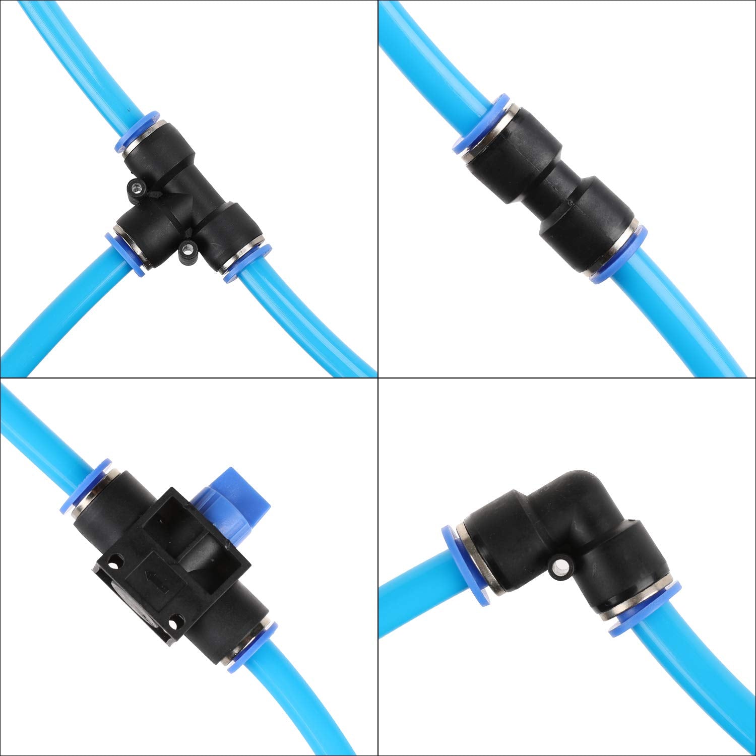 Wynnsky Shop Air Line Kit, 3/8 Inch (9.5Mm) Od    60 Feet Nylon Compressed Air Pipe, 200Psi, Cutter, Tees, Mounting Clips, Conne