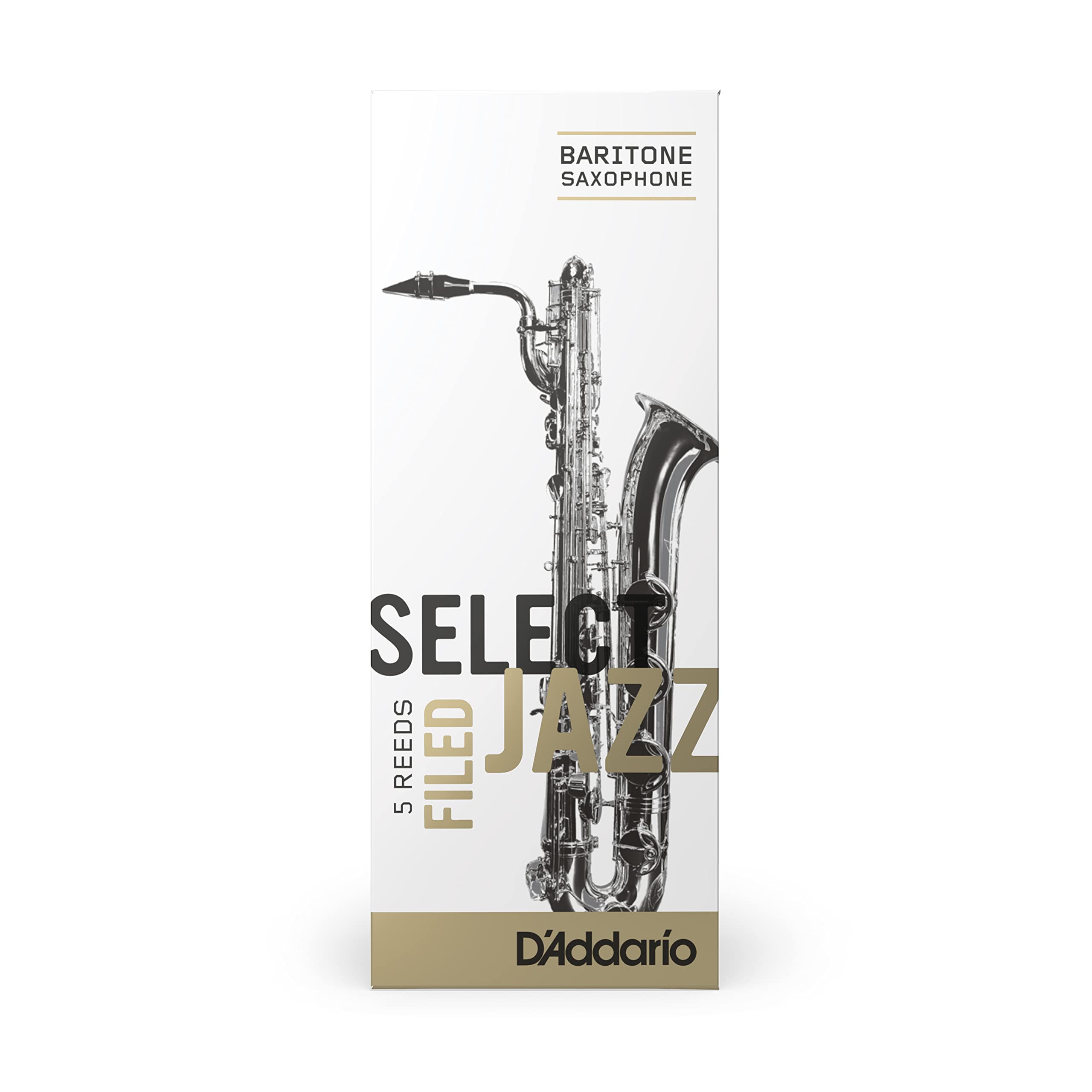 Daddario Woodwinds Rico Select Jazz Baritone Sax Reeds, Filed, Strength 4 Strength Soft, 5 Pack (Rsf05Bsx4S)
